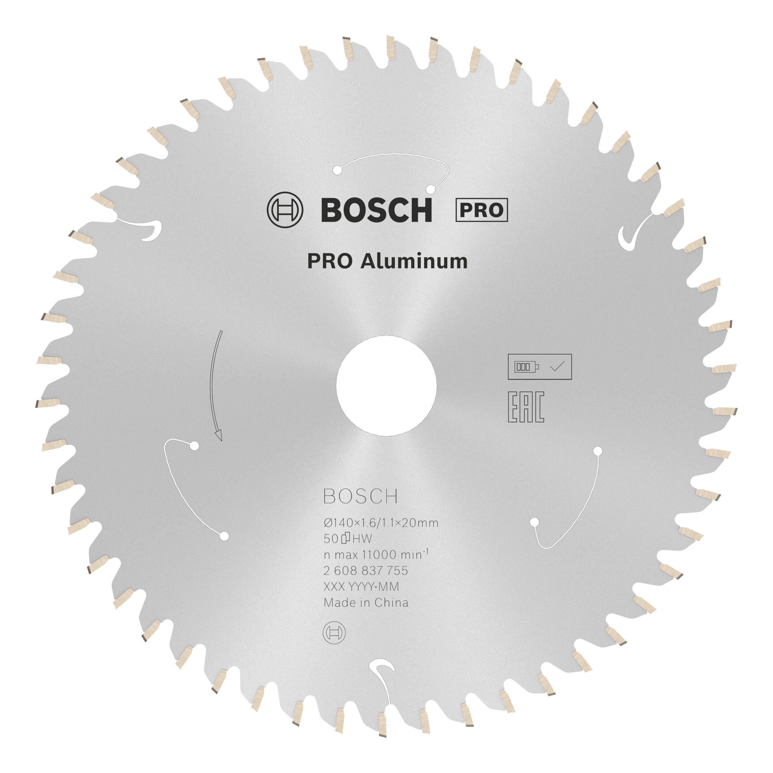 BOSCH Kreissägeblatt Pro Aluminium cordless, Aluminium cordless Kreissägeblatt, 140 x 1,6 x 20 mm, 50 Zähne