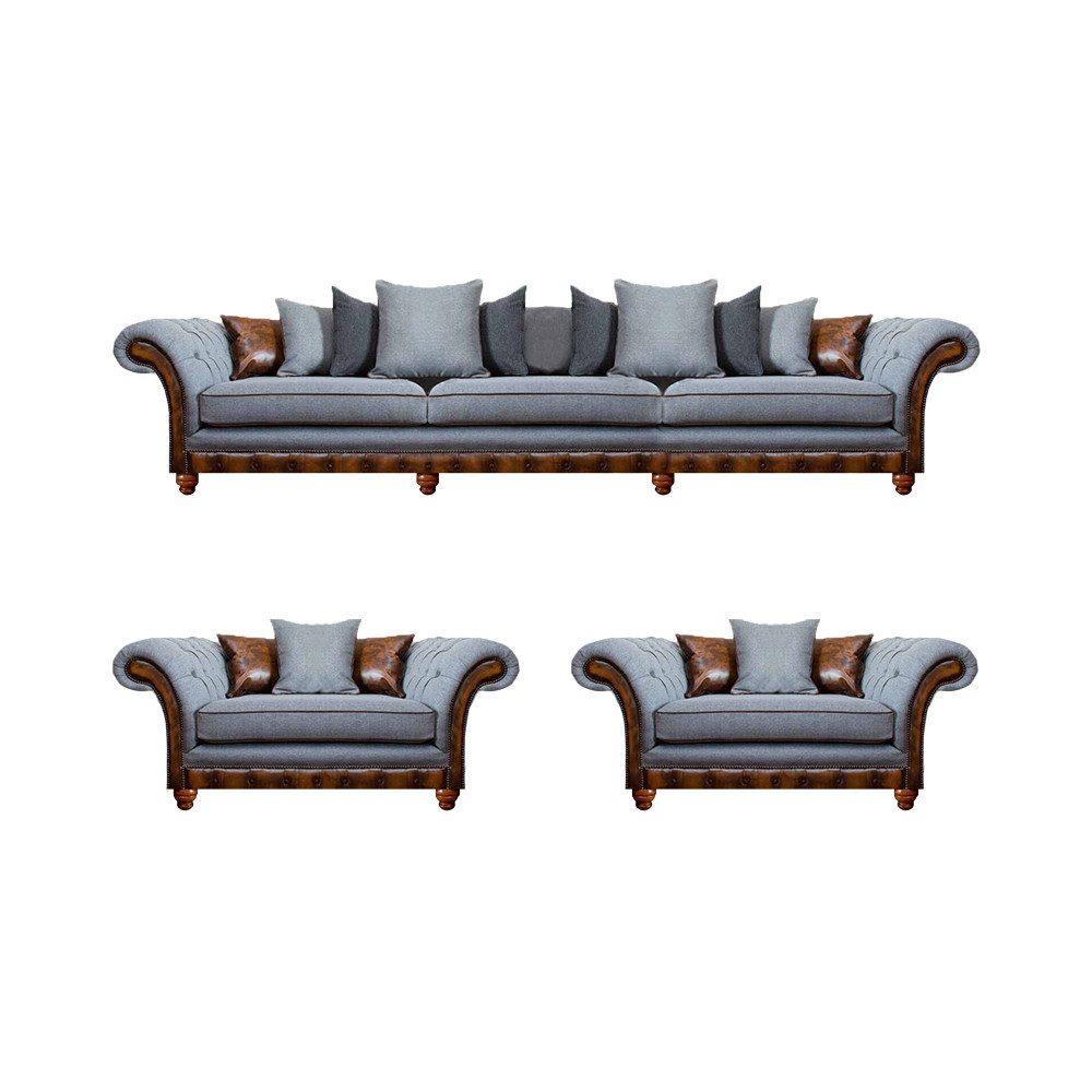 Xlmoebel Polstergarnitur Sofagarnitur 3+1+1 Sitzer Set Design Polster Sofa Luxus, (3+1+1 Polstergarnitur, 3-tlg., 3tlg Wohnzimmer Set (Sofa 3 Sitzer + 2x Sessel), Made in Europa