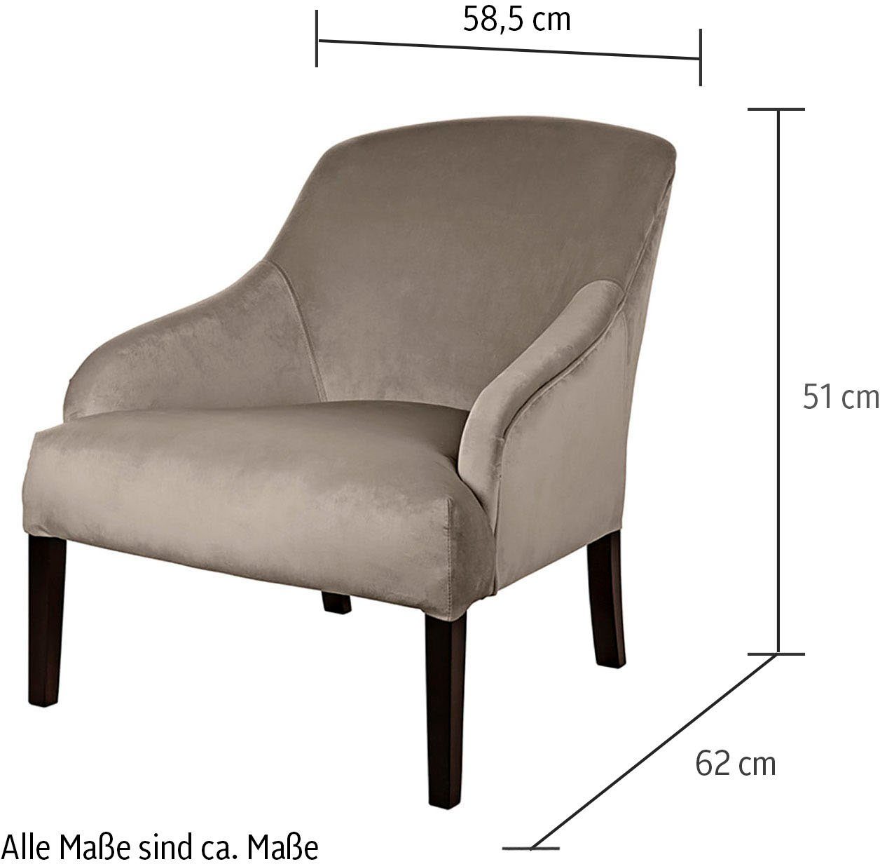 | taupe taupe schwarz Sessel, mit Fink | Buche in schmalen Loungesessel braun Holzbeine Armlehnen, massive
