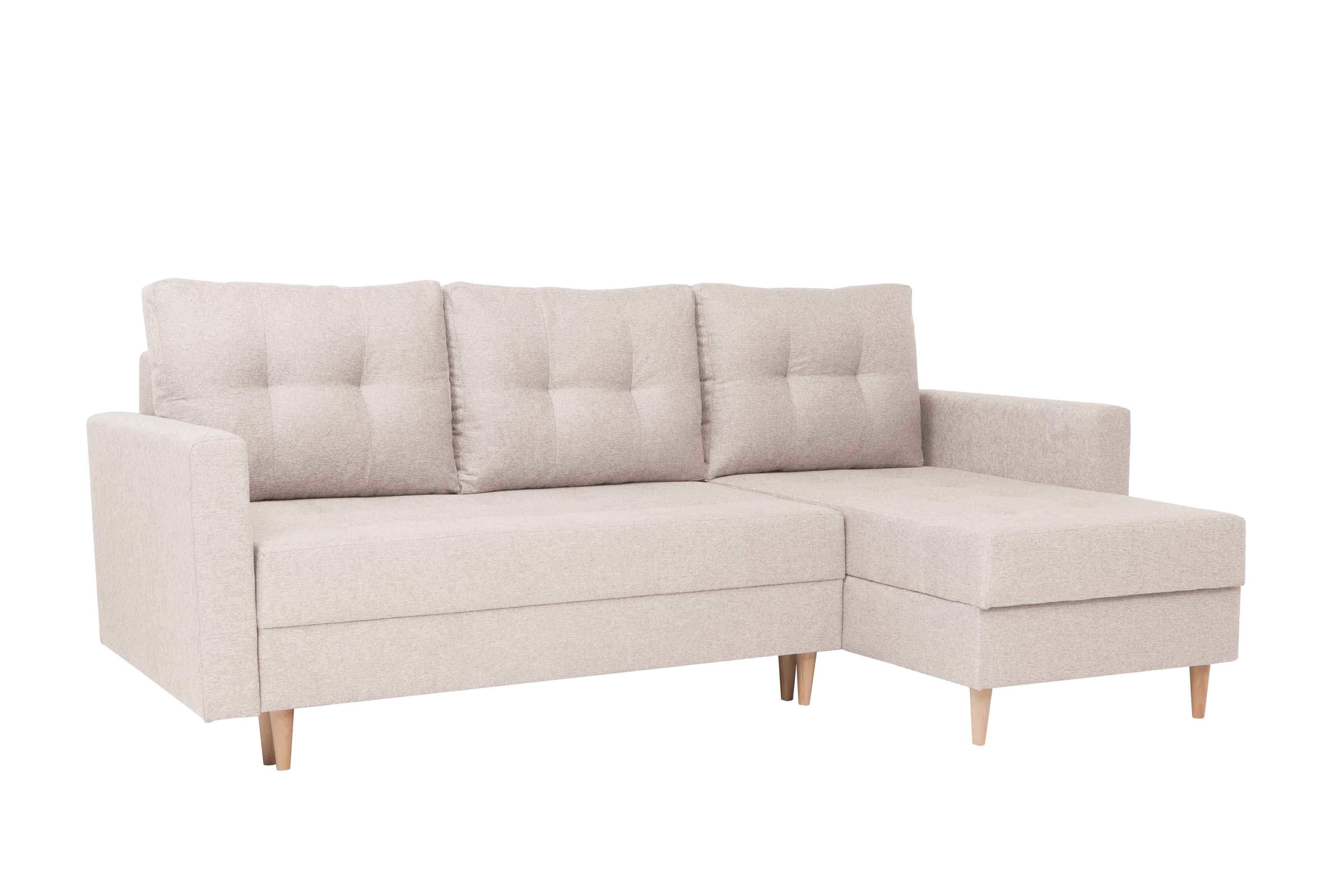 Furnix Schlafsofa CASIOPEIA L-Form Polstercouch mit Schlaffunktion, mit 2 Bettkästen, hochwertige Verarbeitung, Made in Europe Latte KT02