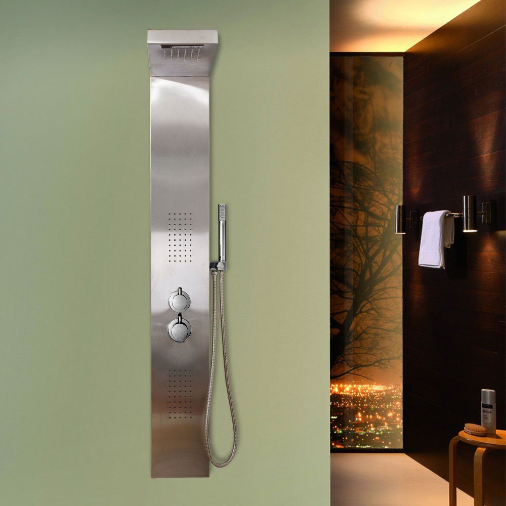 HOME DELUXE Duscharmatur Duschpaneel CASCATA (inkl. Armatur, Massagedüsen & Handbrause) Edelstahl Duschsäule, Duscharmatur, Brausenarmatur