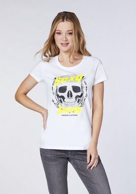 Uncle Sam Print-Shirt mit funkelndem Totenkopf und Schriftzügen
