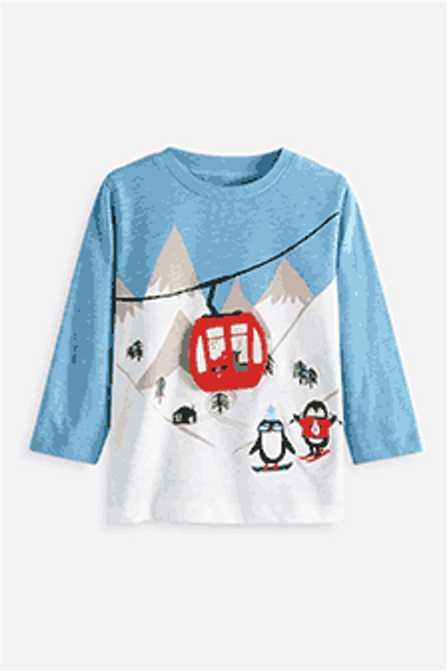 Next Langarmshirt Langärmeliges Weihnachtsshirt (1-tlg) Blue Santa Ski