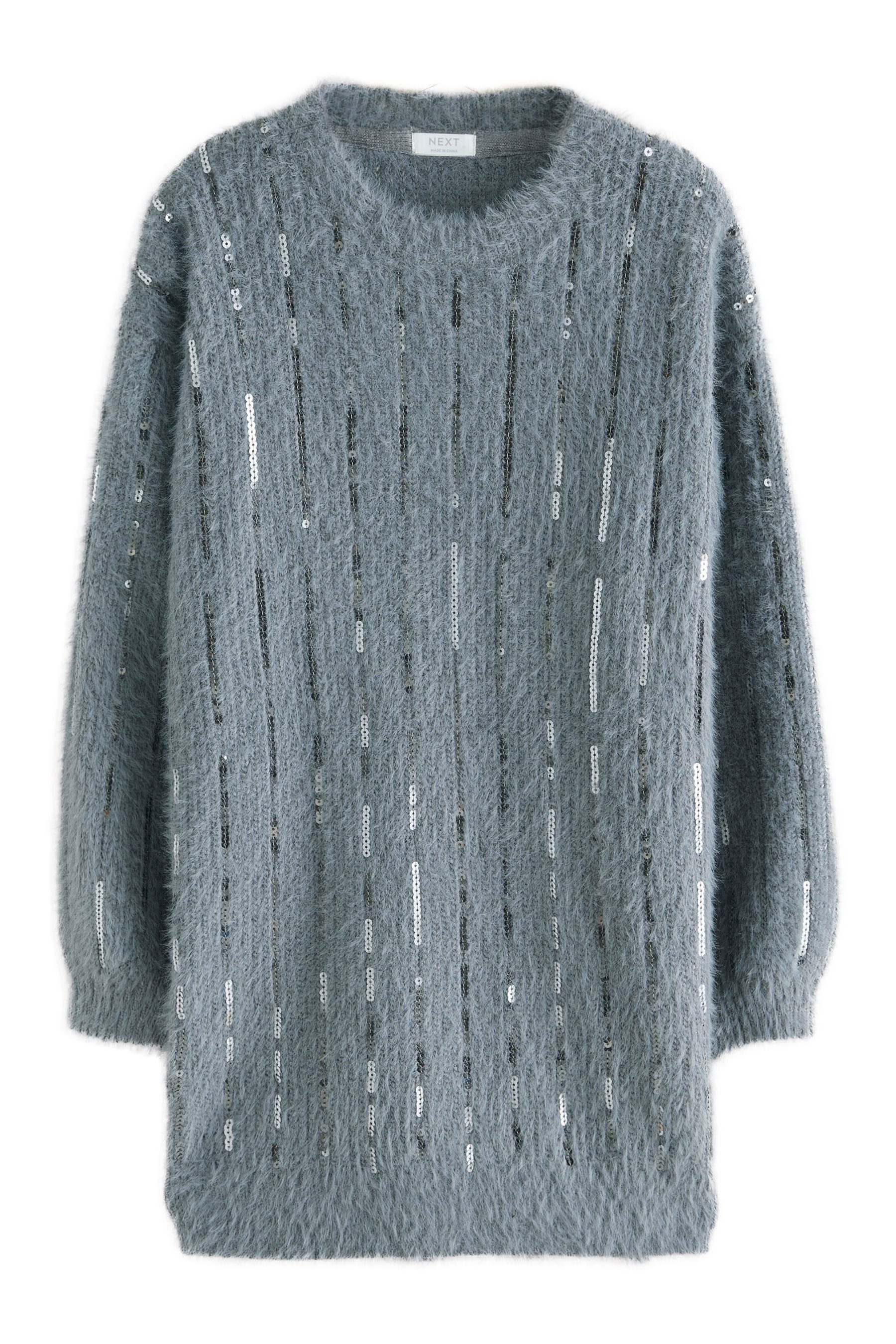Next Strickkleid Gestreiftes Weihnachtspulloverkleid mit Pailletten (1-tlg)
