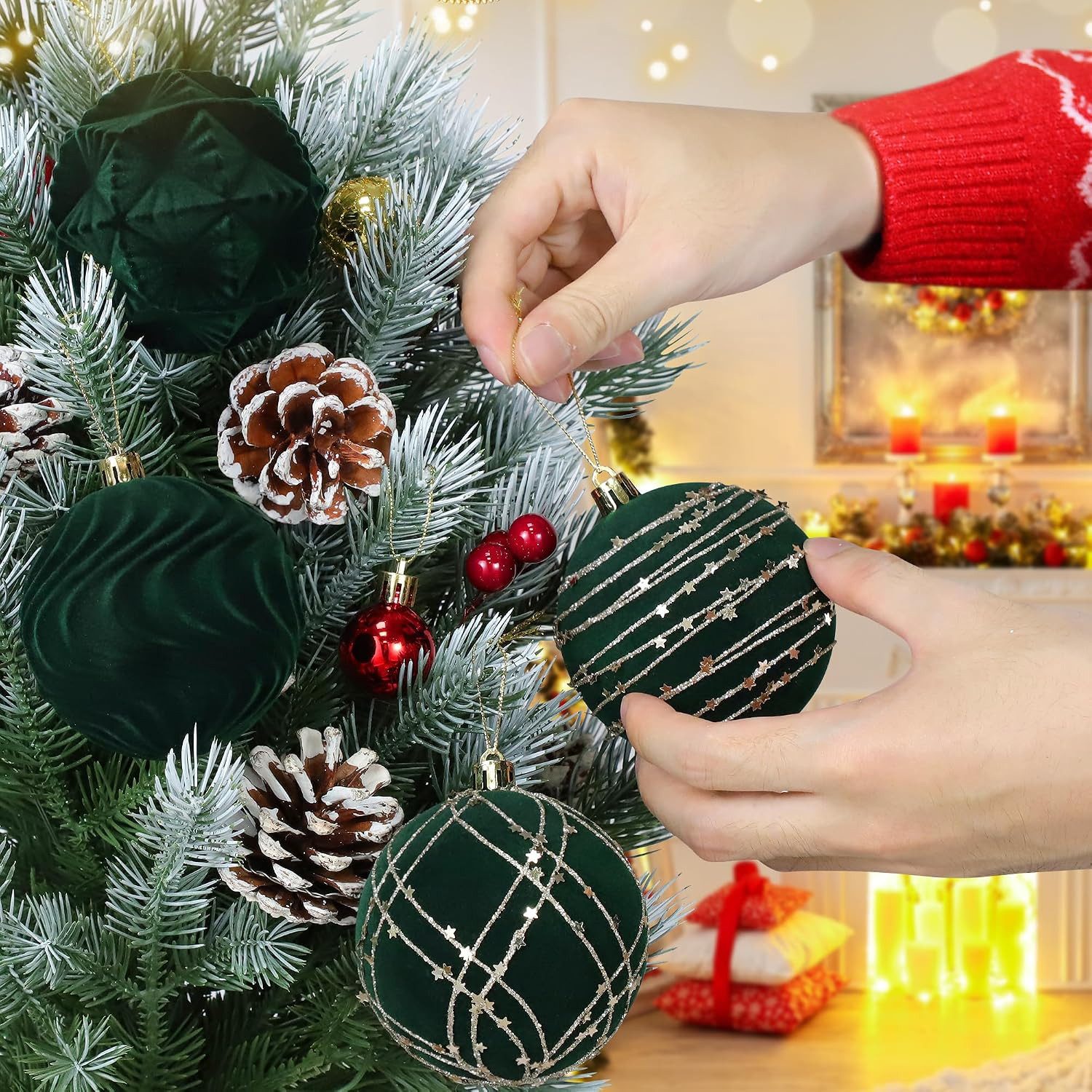 Sorvyzxn Weihnachtsbaumkugel Weihnachtsdeko Weihnachtskugeln 12-teiliges Set,Weihnachtsbaumschmuck, für Neujahrsparty Hochzeit Feiertag Weihnachtsdekoration – Bild 4 von 5
