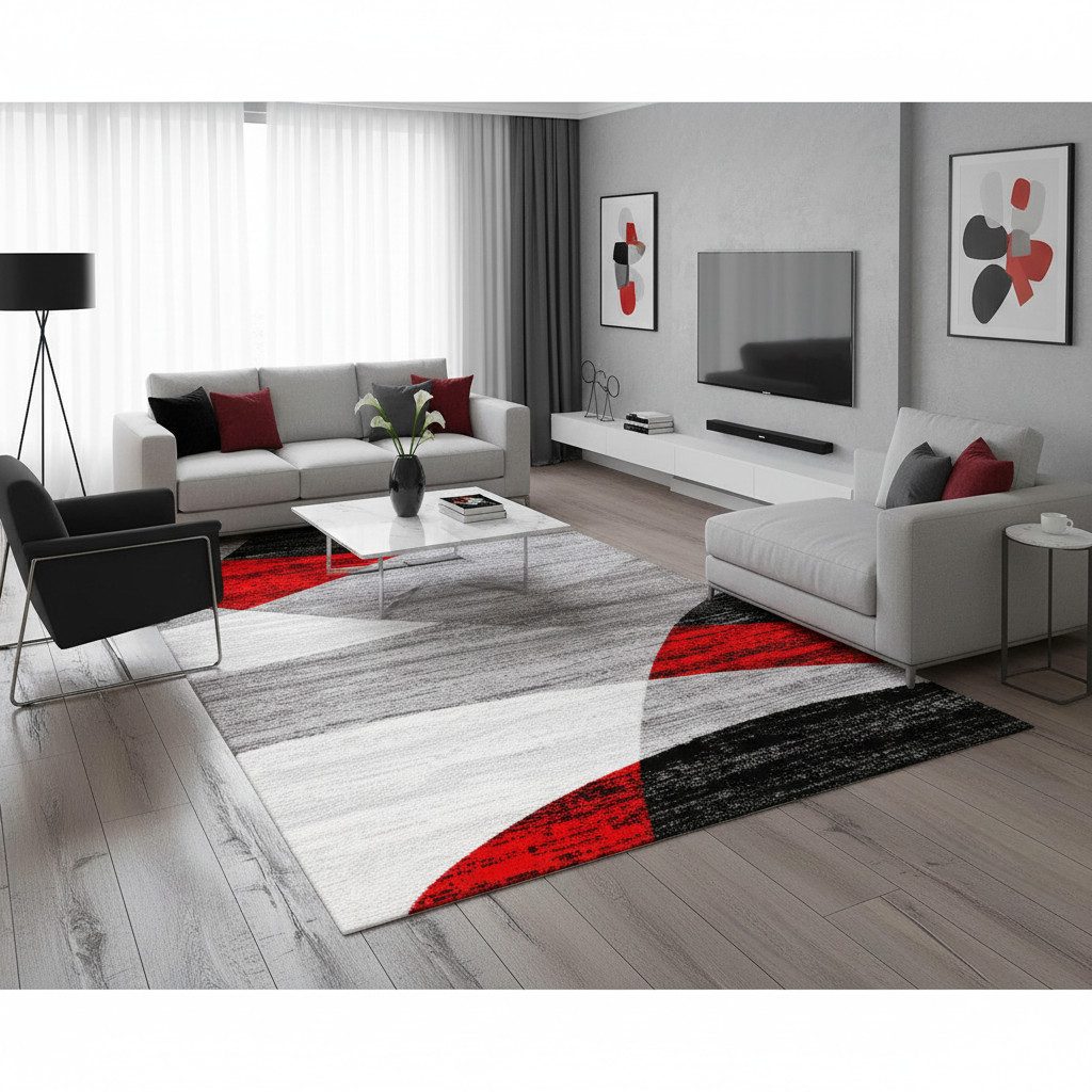 Vimoda Дорожка Wohnzimmer Teppich Kurzflor, geometrisches Look, Rechteckig, Höhe: 5 mm, Дорожка Moderner Meliert Muster für Küche und Schlafzimmer