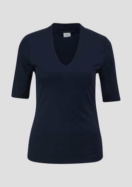 s.Oliver BLACK LABEL Kurzarmshirt T-Shirt mit V-Ausschnitt Raffung