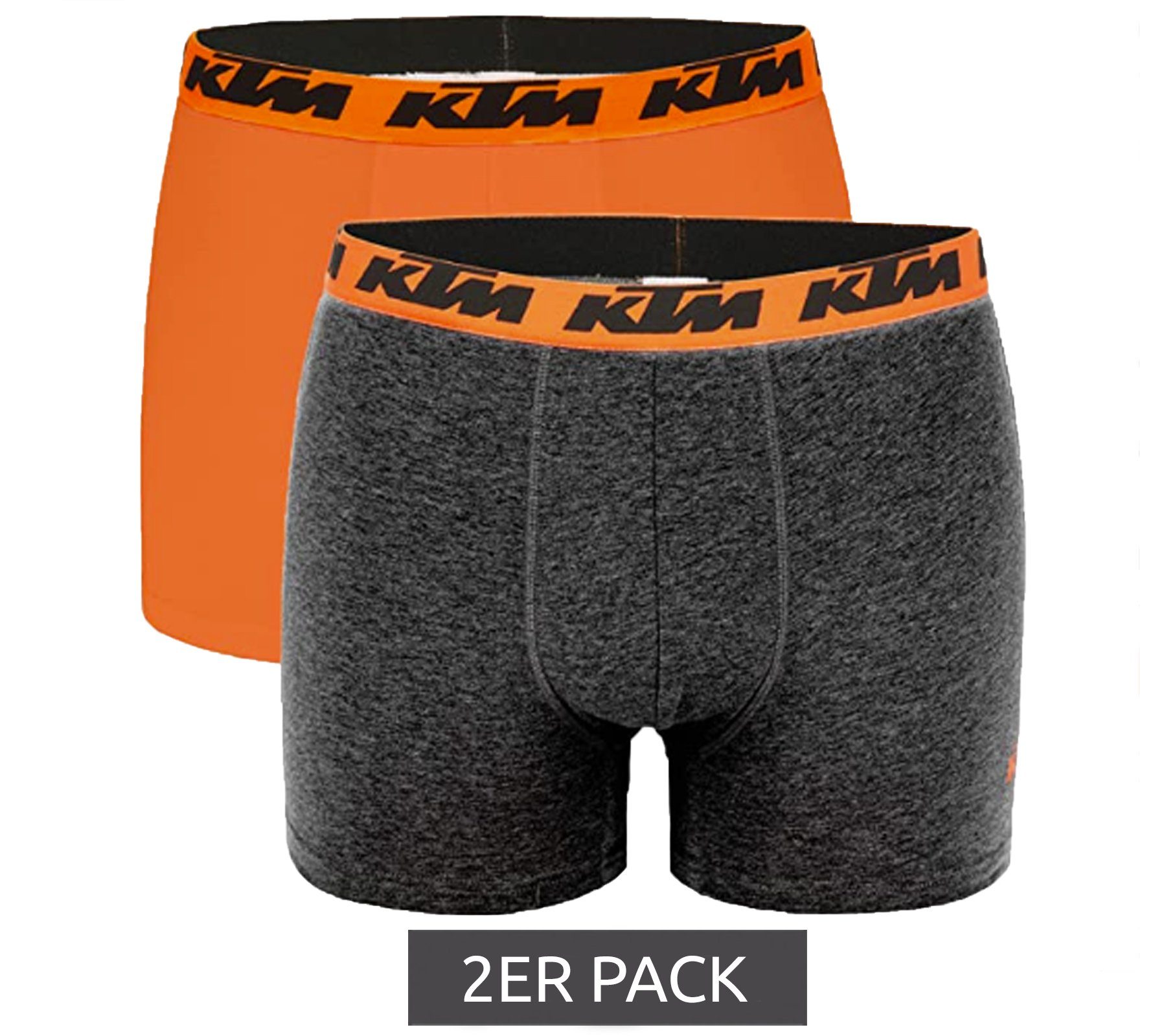 / Unterhose Logoprint knallige Dunkelgrau/Orange Pack Dark mit GOR Unterwäsche Boxershorts 1BCX2ASS2D Grey KTM Boxershorts Orange2 2er KTM Herren