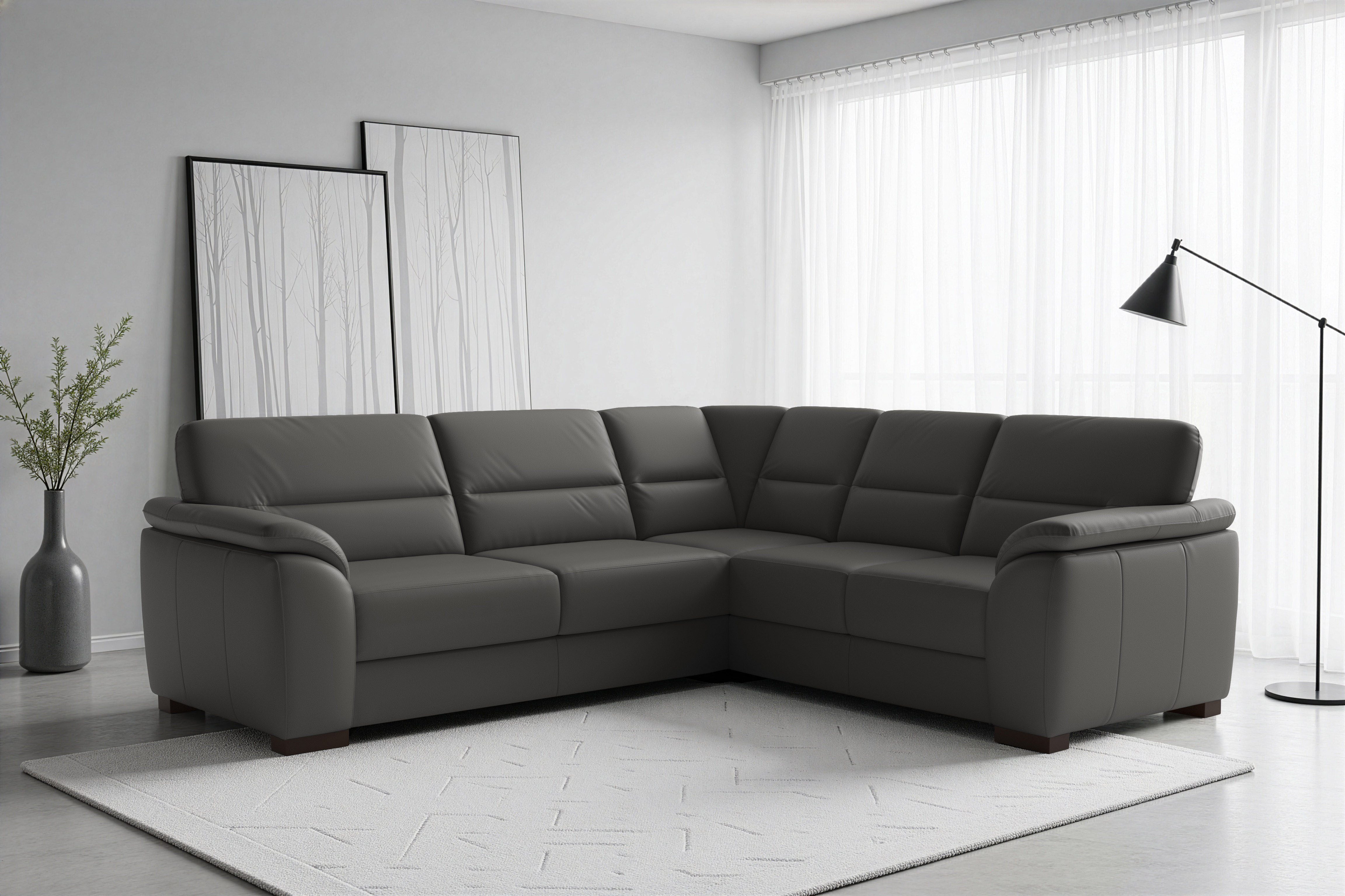 sit&more Ecksofa Montego Leder, L-Form, B: 255cm, wahlweise mit Schlaffunktion und Schubkasten