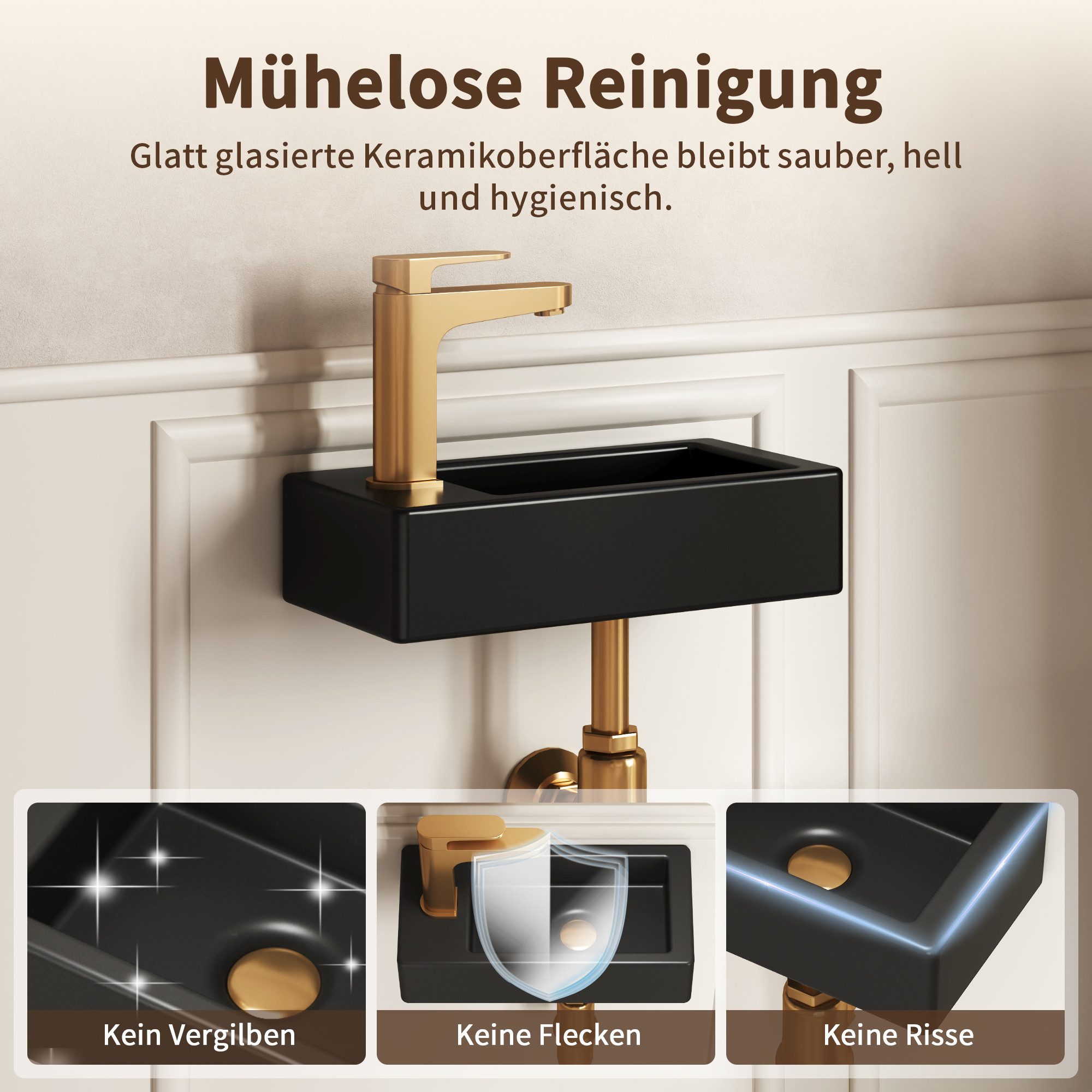 DeerValley Waschbecken klein DeerValley Mini Wandwaschbecken für kleine Bäder (Packung, ohne Wasserhähne und Abfluss), Keramik ideal für kleine Bäder ohne Wasserhähne und Abfluss
