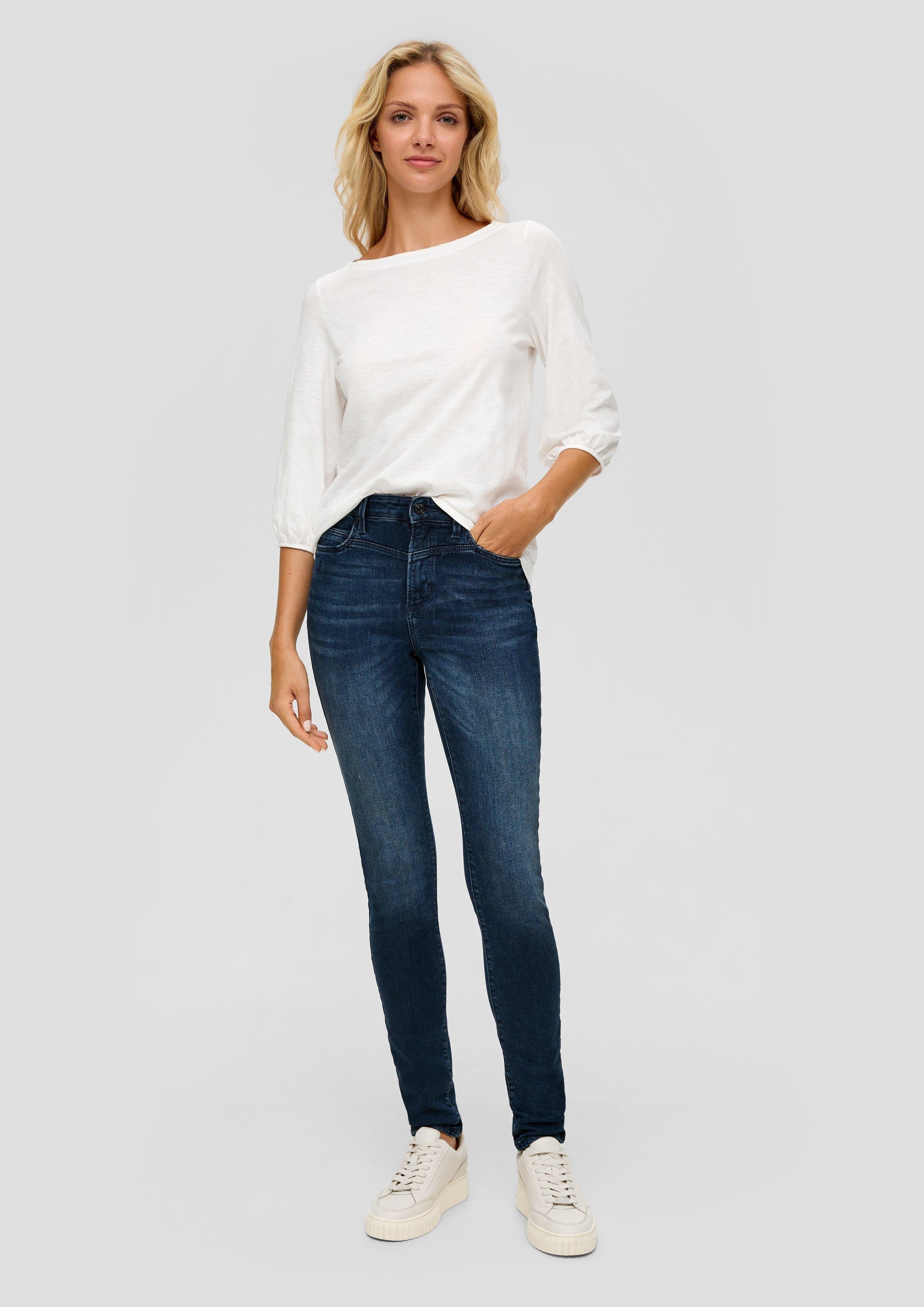 s.Oliver 5-Pocket-Jeans Jeans Izabell / Skinny Fit / Mid Rise / Skinny Leg Label-Patch blau