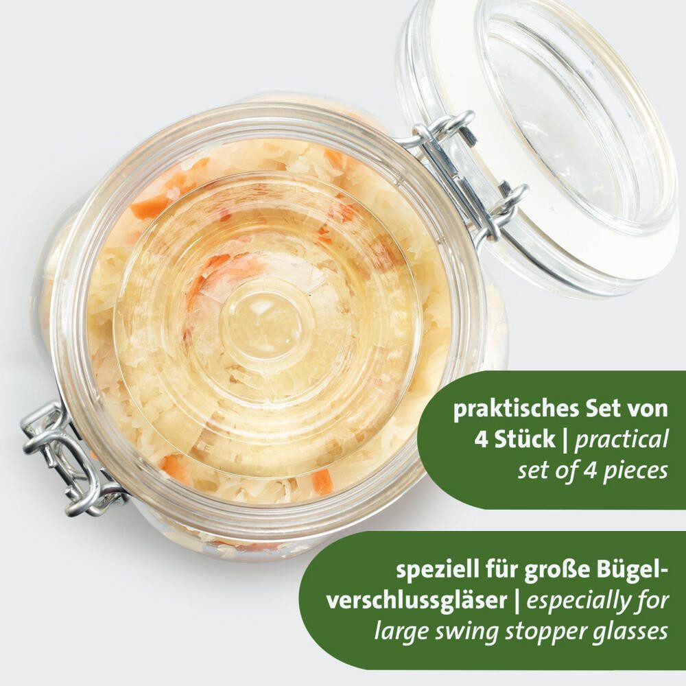WESTMARK Fermentationsglas Set, 4 Fermentiergewichte, Glasgewichte in zwei Größen, Glas, Ø 8 cm, Kalk-Natron-Glas