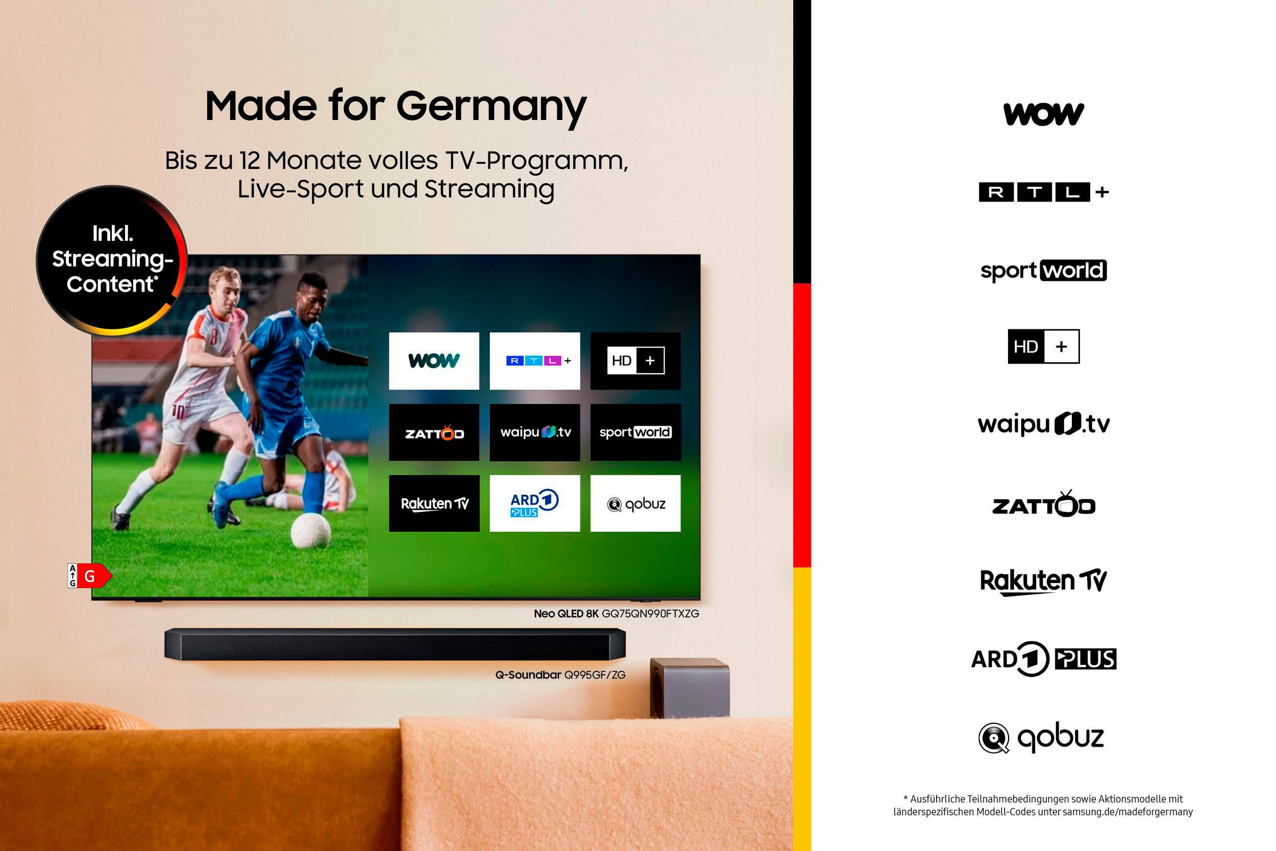 Samsung GQ50QN90DAT QLED Mini LED-Fernseher (125 cm/50 Zoll, 4K Ultra HD, Smart-TV, + HW-B760GF)