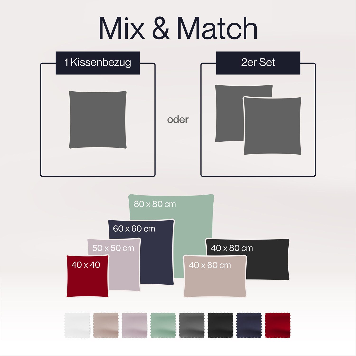 Blumtal Kissenbezüge Premium Mako Satin Kissenbezug, superweich aus 100% Ba günstig online kaufen