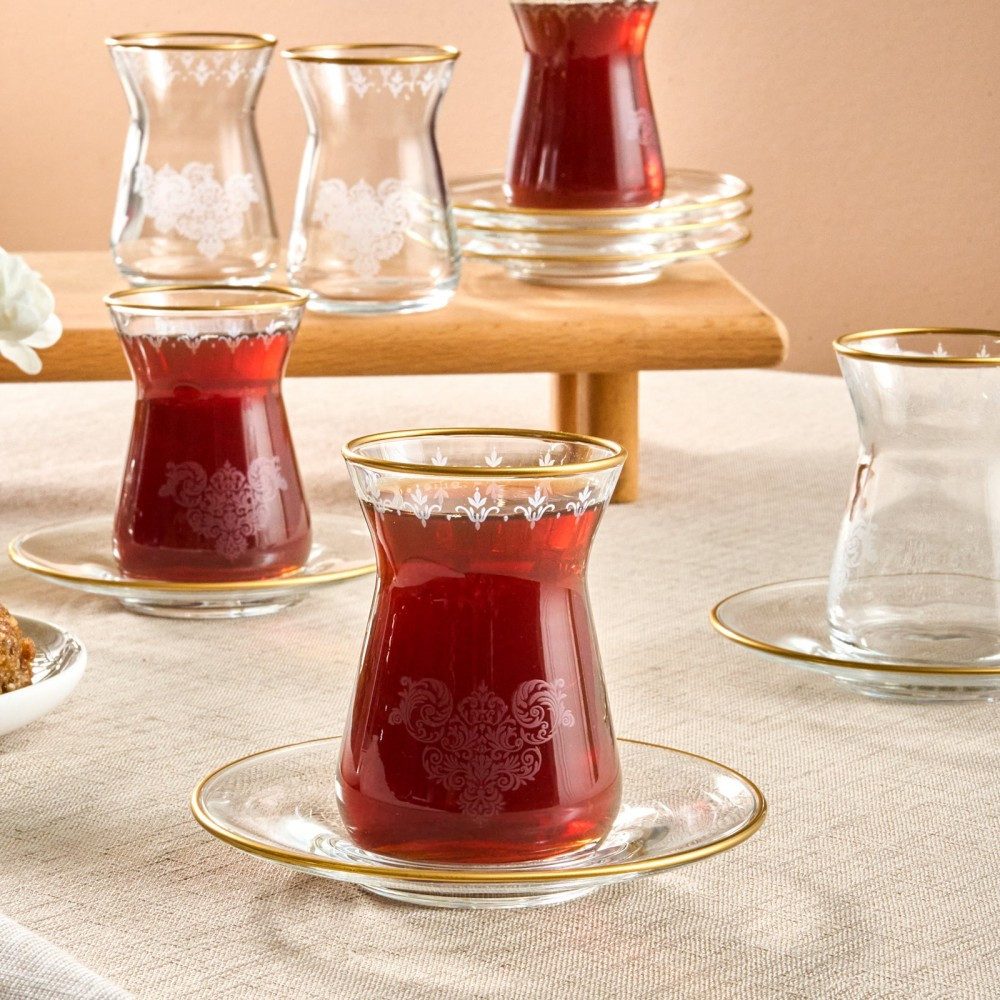 Karaca Чайный сервиз Karaca Gent 12-teiliges Чайный сервиз Teeset Teeglas für 6 Personen