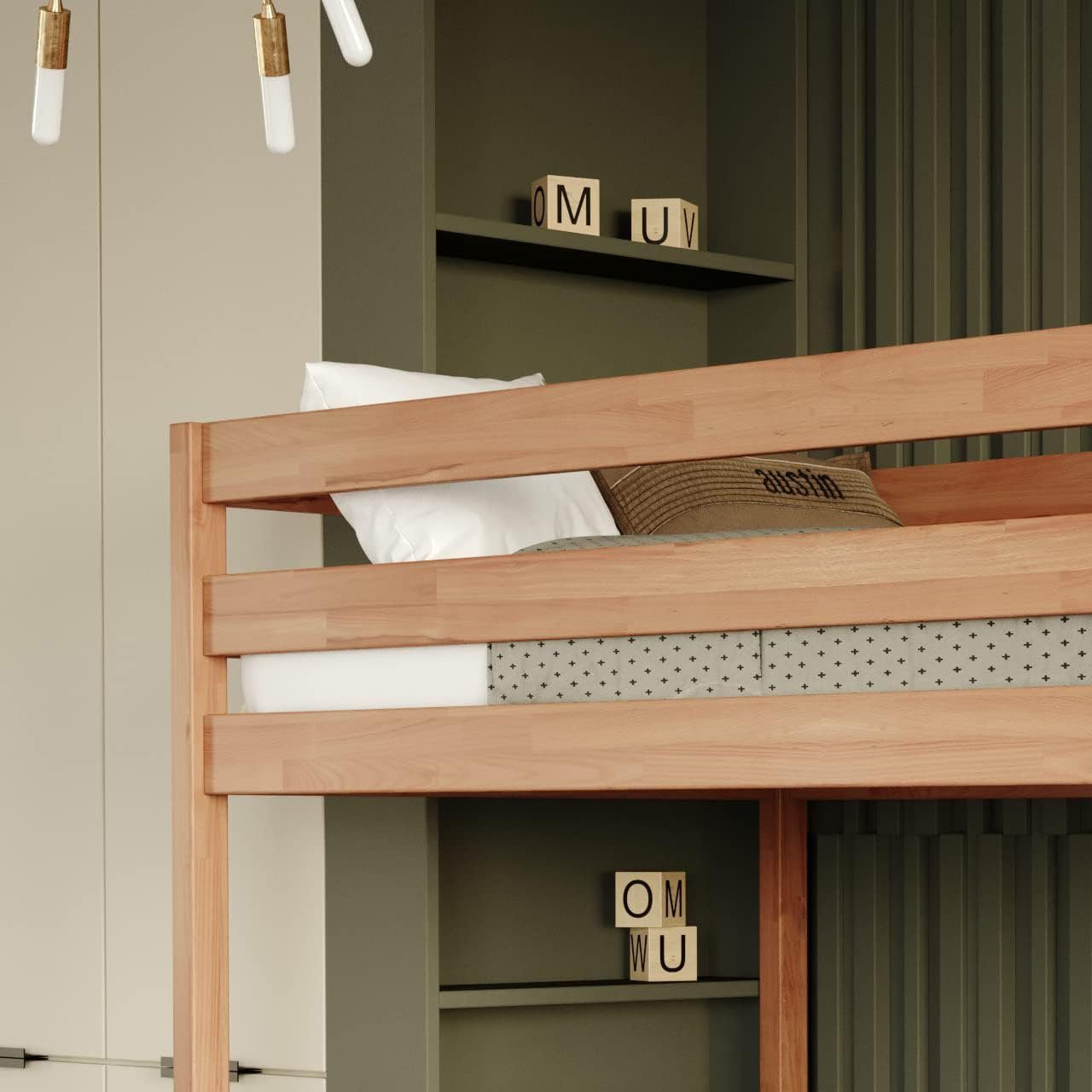 Krok Wood Etagenbett Kinderbett Doppelbett Jugendbett Sydney aus Massivholz in Buche, 2 Liegeflächen, mit Leiter