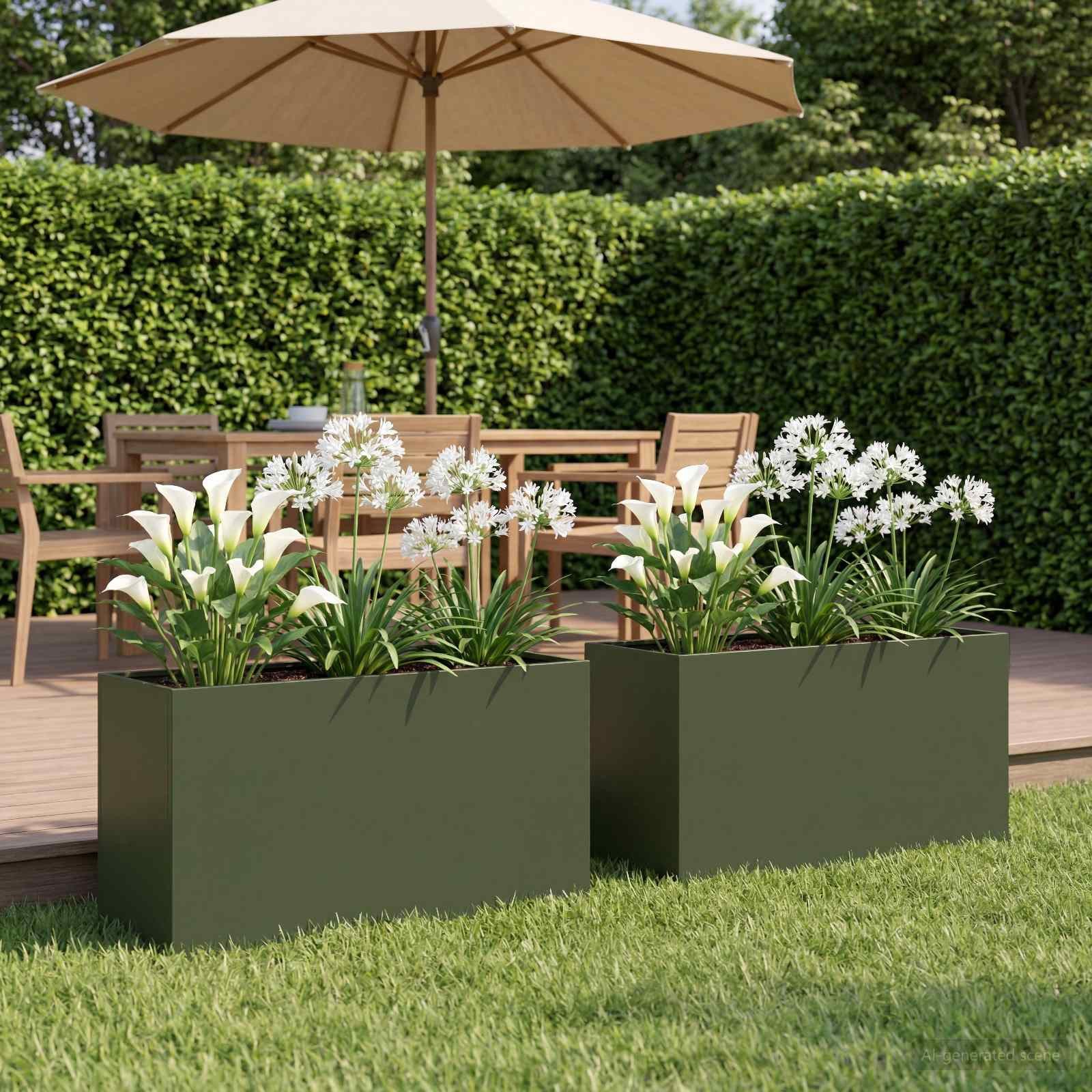 vidaXL Blumentopf Garten-Pflanzgefäß 2 stk. Olivgrün 80 x 30 x 40 cm (2 St)