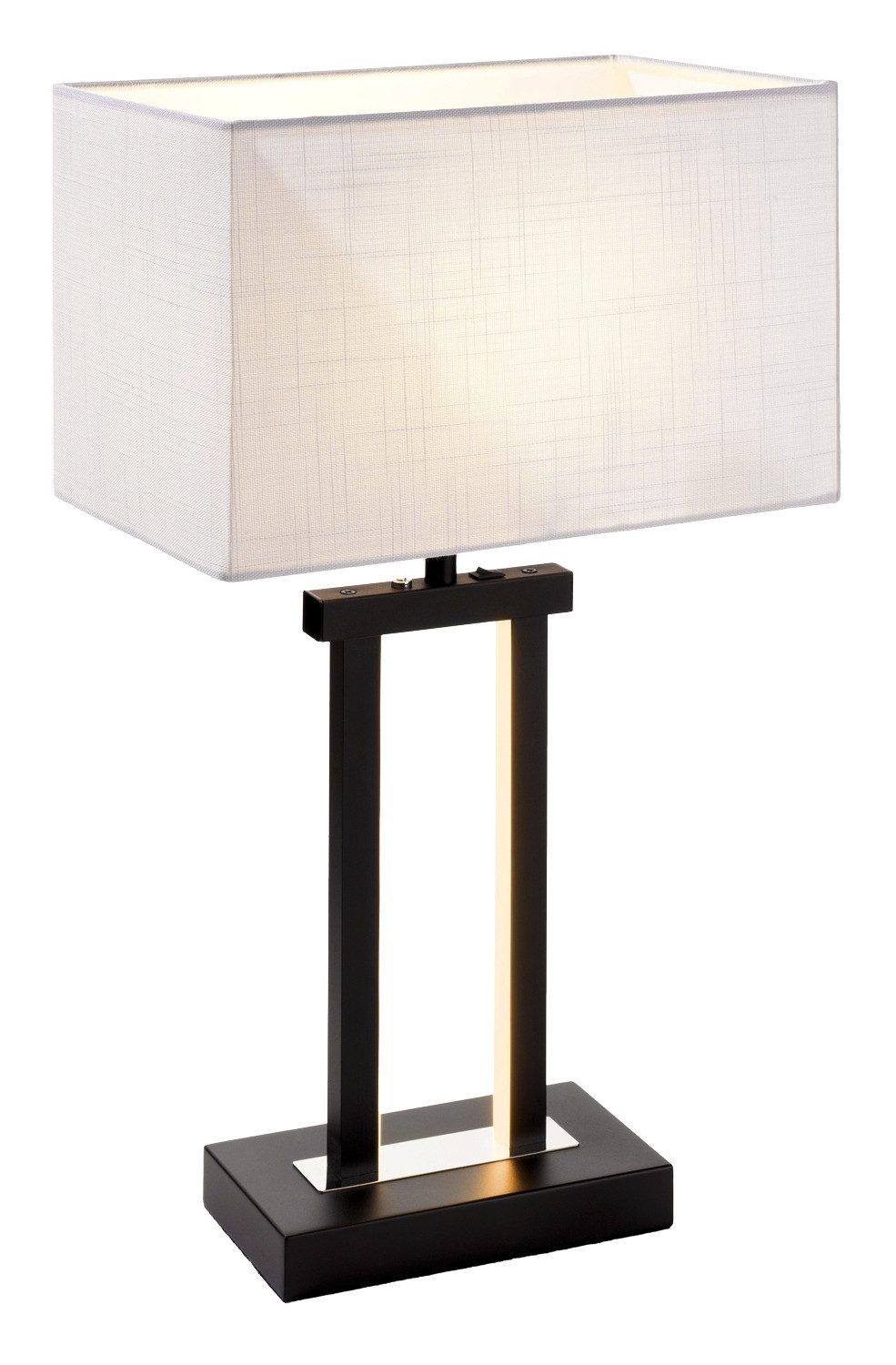 MONDO LED Tischleuchte DOMO, 3-flammig, H 55 cm, Schwarz, Weiß, Dimmfunktion, Memoryfunktion, LED fest integriert, ohne Leuchtmittel, Extra-Warmweiß, Metall, Lampenschirm aus Stoff