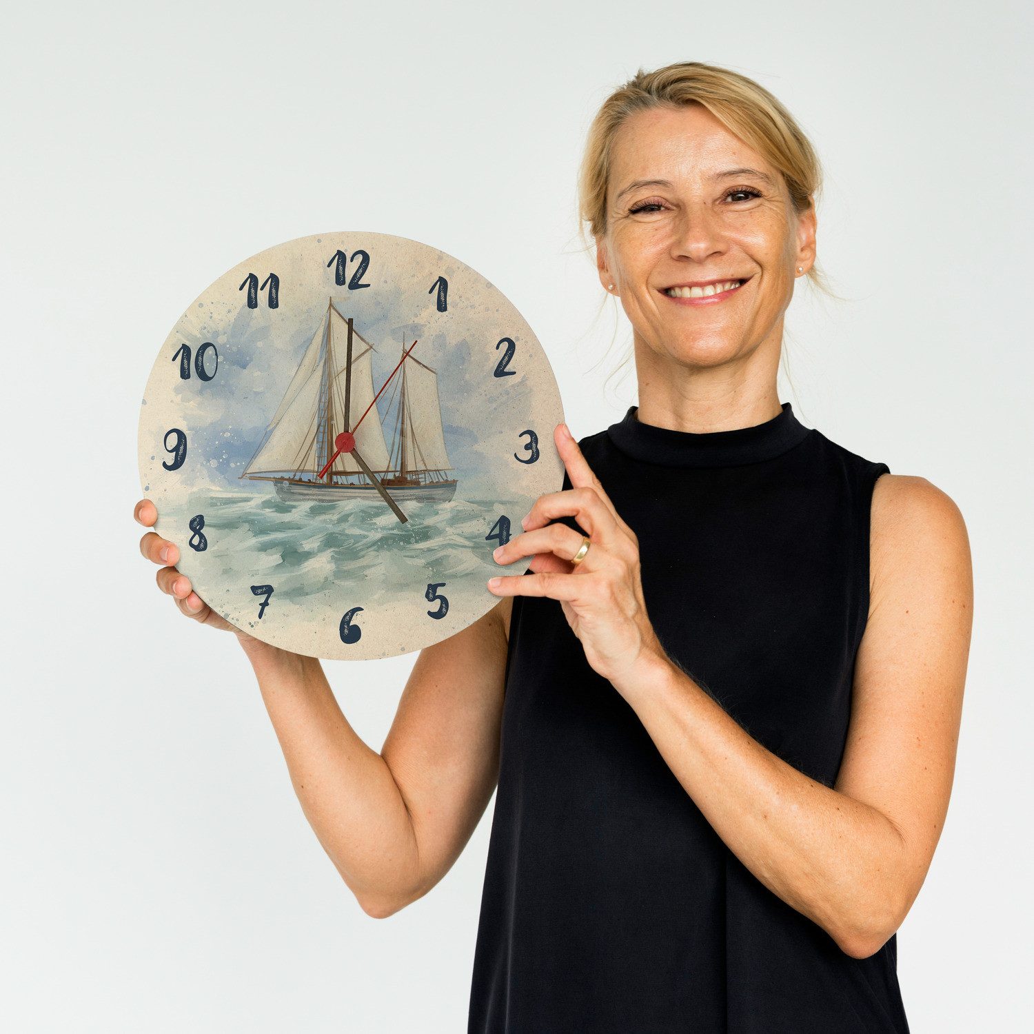 speecheese Wanduhr Segelschiff Wasserfarbenoptik Wanduhr aus günstig online kaufen