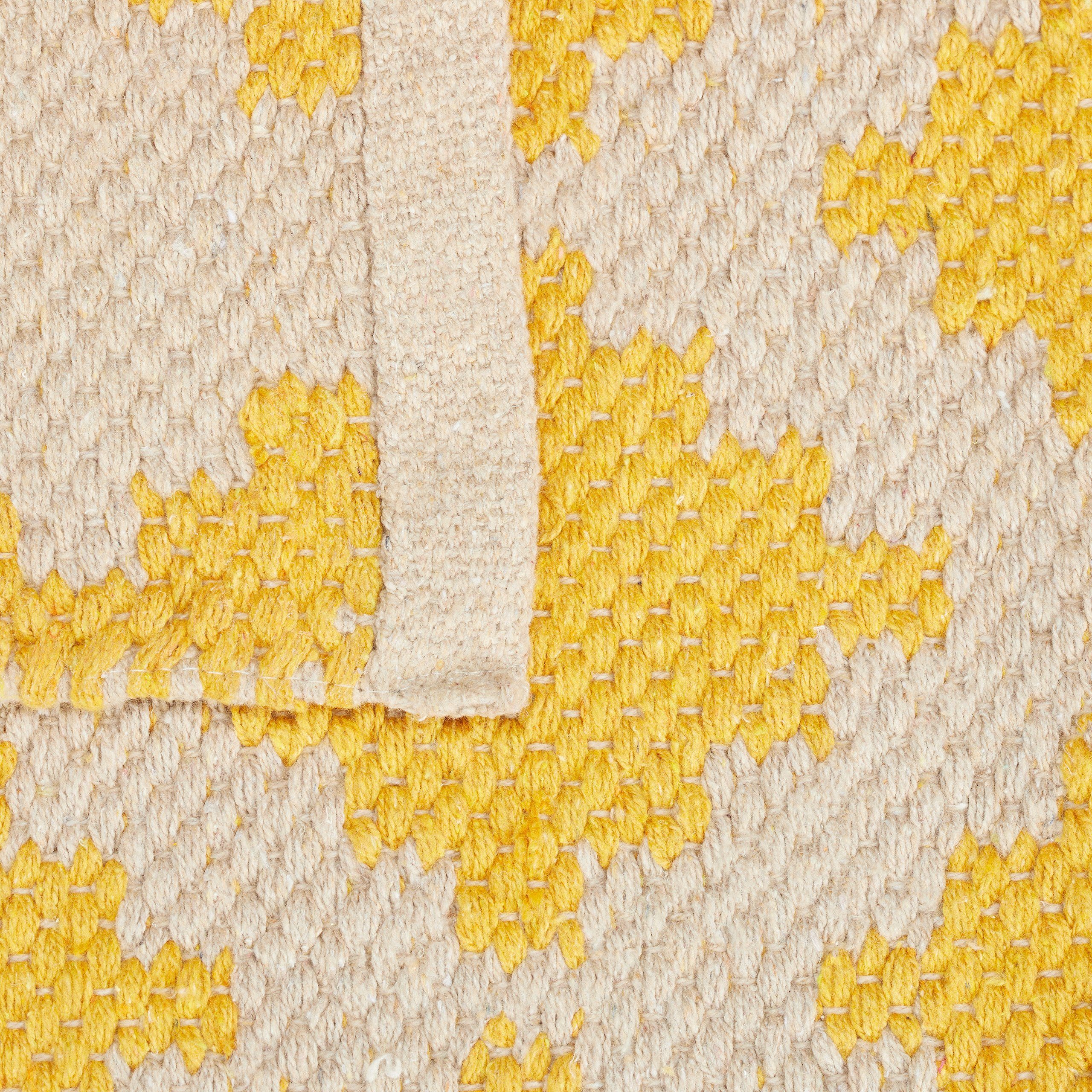 Höhe: Baumwolle Beige 80 relaxdays, Gelb Teppich mm, 6 Teppich 200 x cm, Gelb