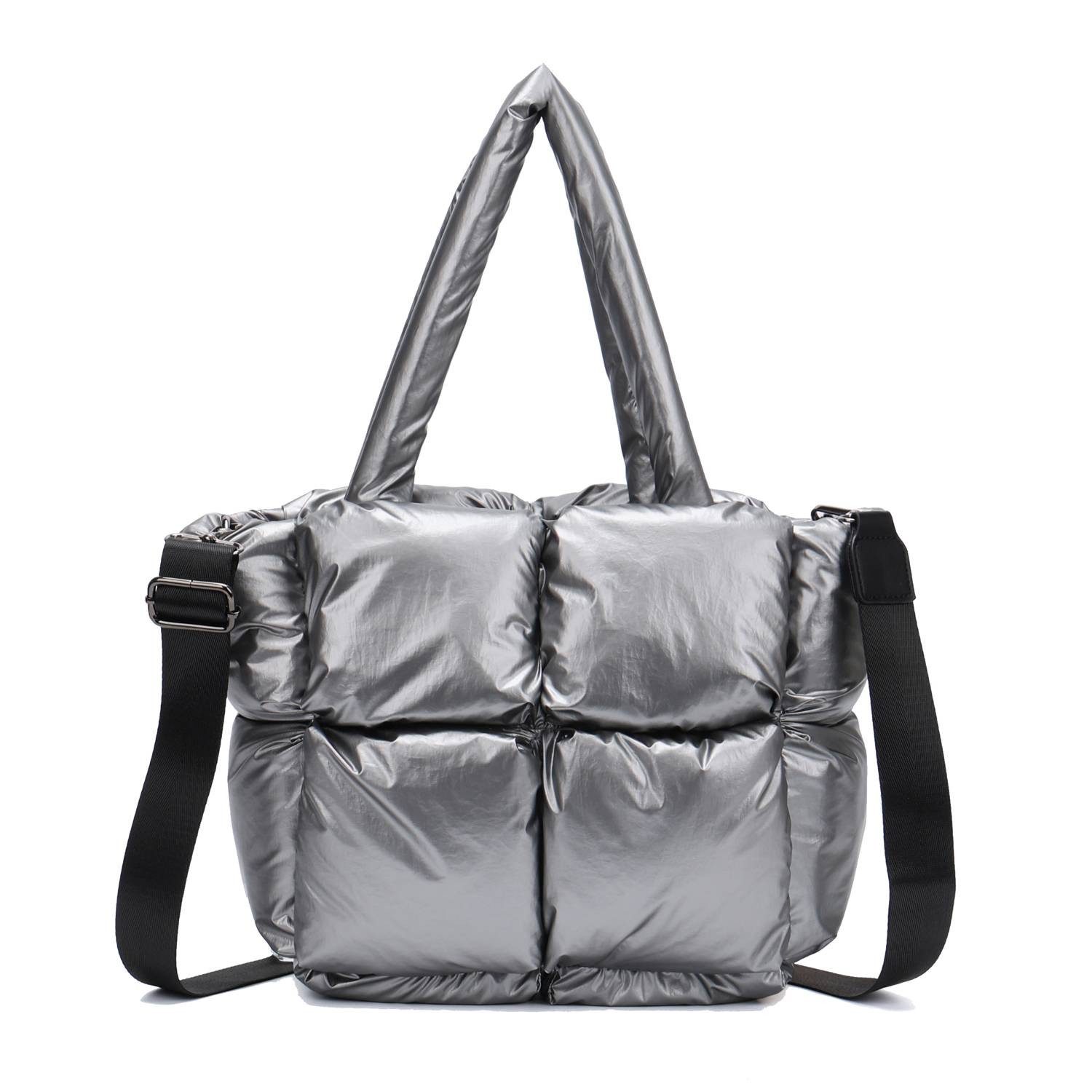 ITALYSHOP24 Schultertasche Damen Tasche Leopard Nylon Puffer Shopper Tote B günstig online kaufen