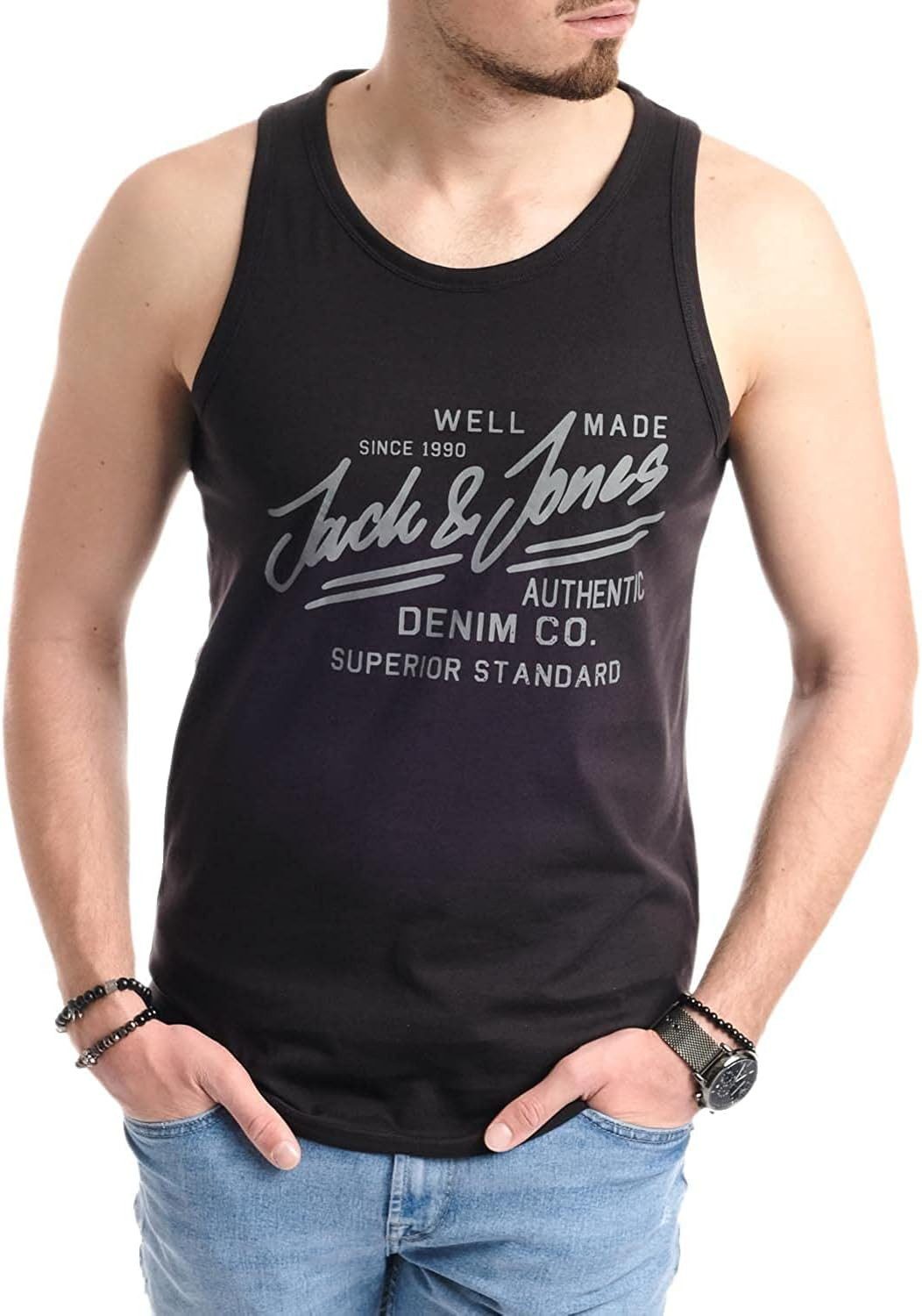 Jack & Jones Tanktop Bequemes Slimfit Shirt mit Printdruck (3er-Pack) mit Print