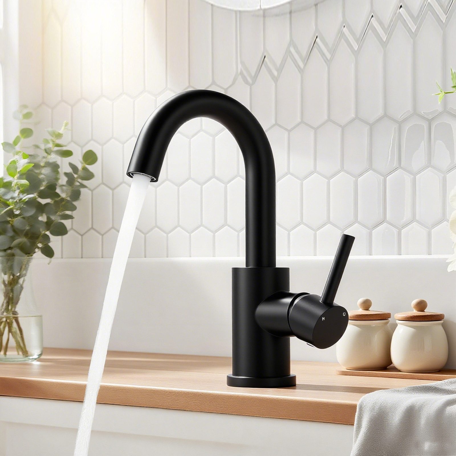 AICA Waschtischarmatur Wasserhahn Bad 360° Drehbar, Warm&Kaltwasser Mischba günstig online kaufen