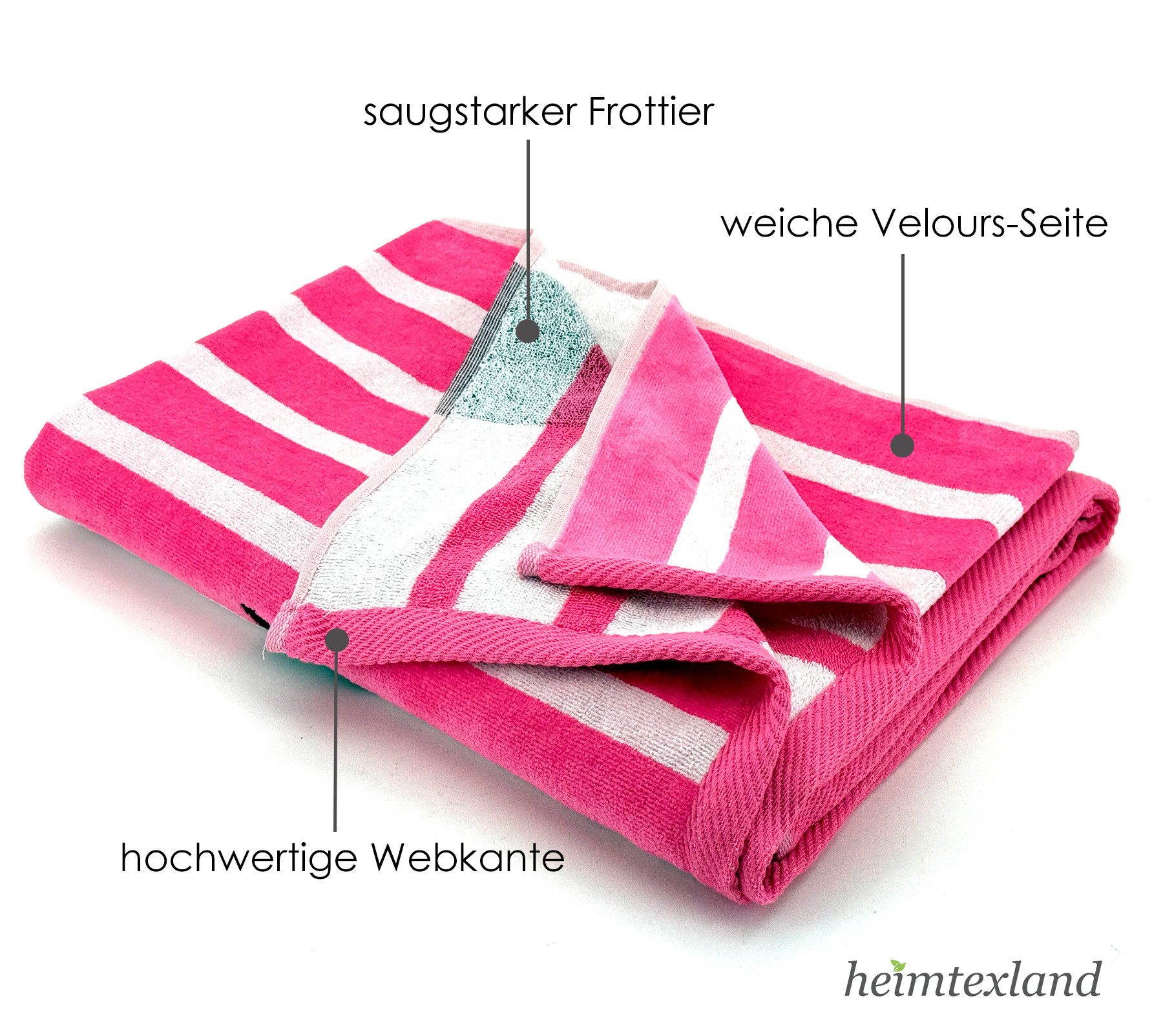 heimtexland Strandtuch Badetuch Handtuch Duschtuch Sommer XL 90x160 cm, Jacquard Velours (Stück, 1-St), weicher Jacquard Velours mit saugstarker Frottier Rückseite