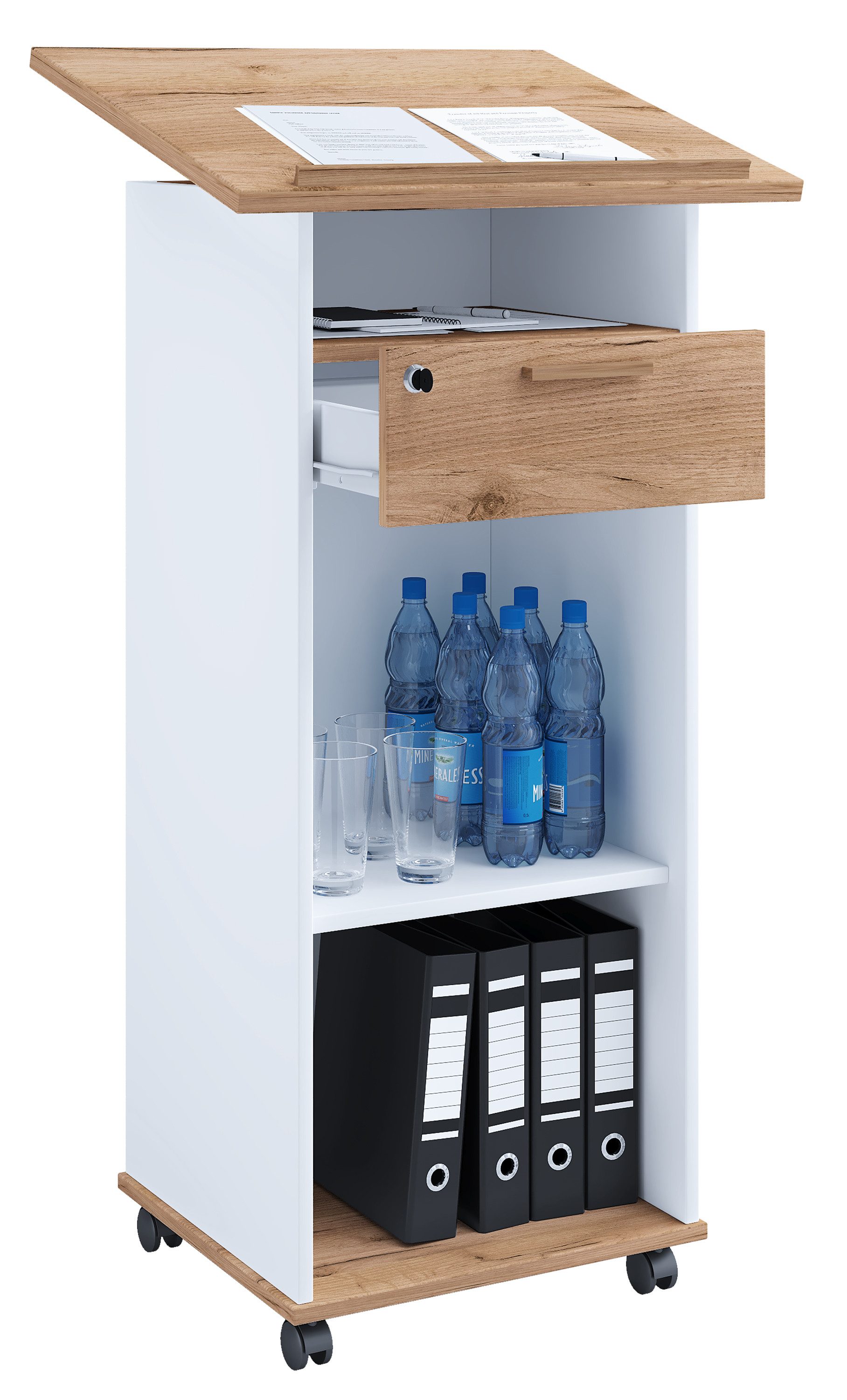 VCM Stehpult Holz Stehpult Rednerpult Stehtisch Rollen Melta günstig online kaufen