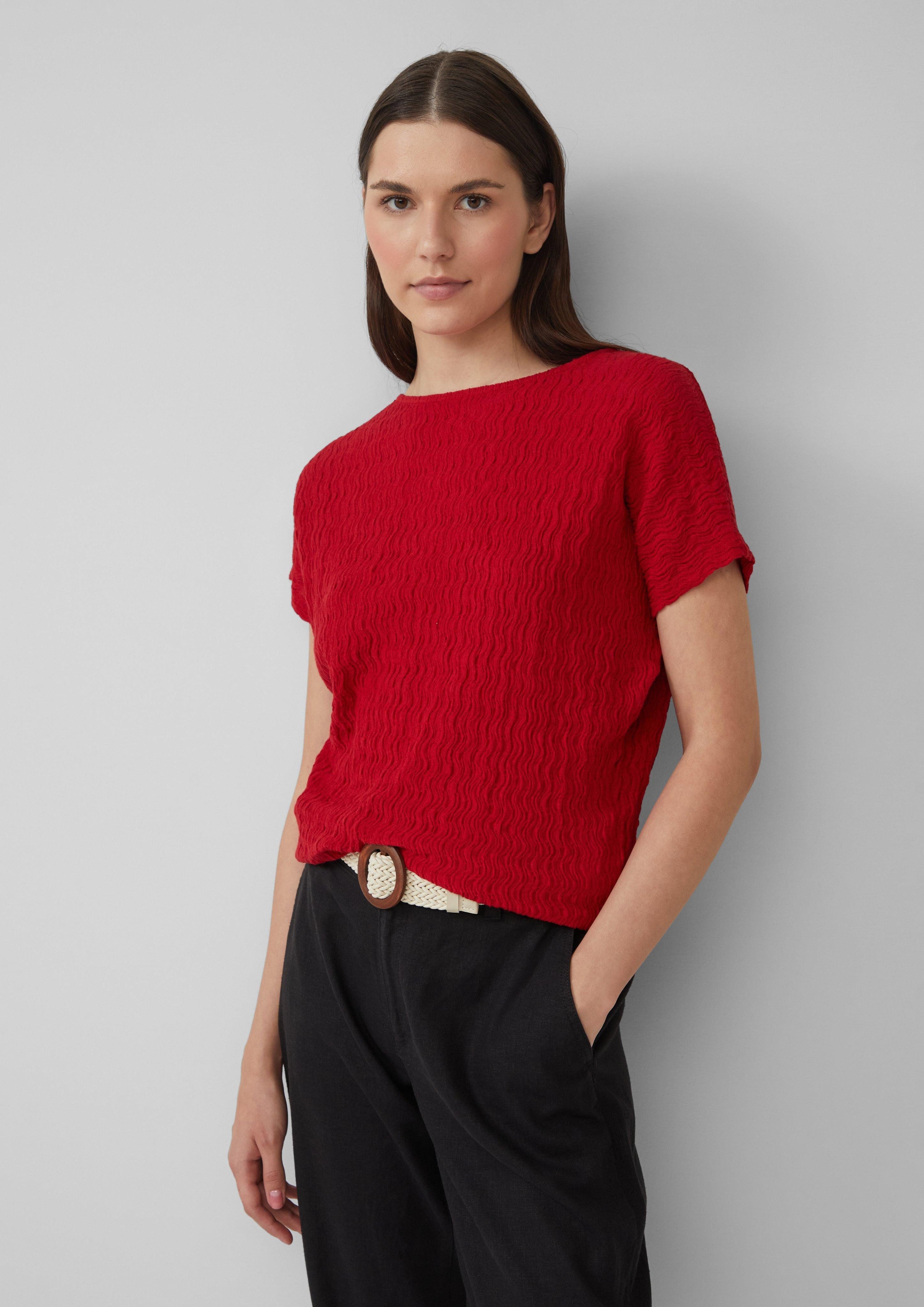 s.Oliver Shirttop Strukturiertes T-Shirt aus Baumwollmix günstig online kaufen