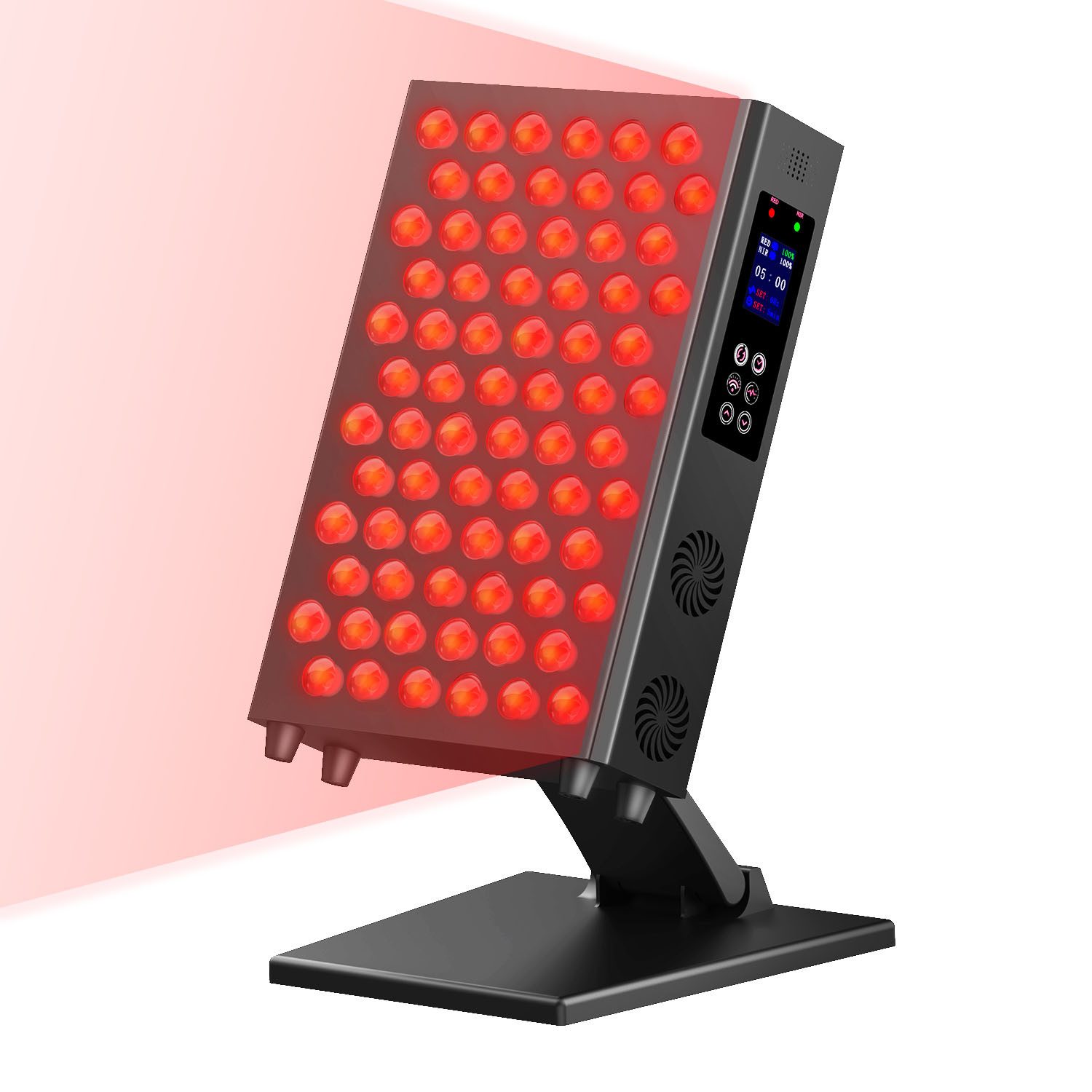 PRIISF Kosmetikbehandlungsgerät Rotlichtlampe Panel 660+850 nm Infrarotlampe 72LEDs Rotlicht mit Timer, Nah-infrarot Rot Licht Therapie Gerät Infarotlichtlampe für Haus/Büro, Rotlicht Therapie Einstellbare Winkel Qualität hohe Leistung, Therapie Gerät für