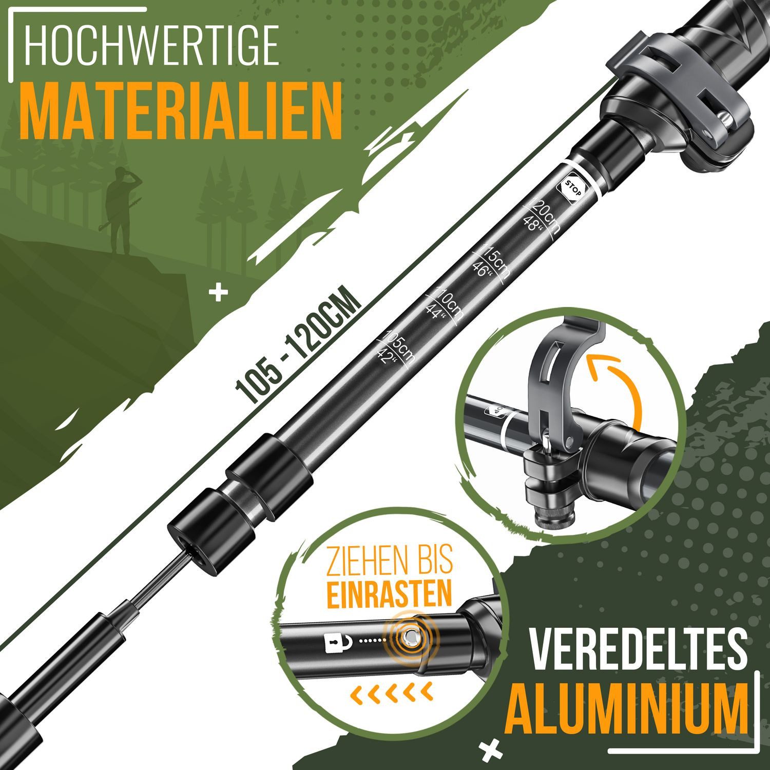 KESSER Wanderstöcke Nordic Walking Stöcke 115-135cm (zum Wandern, Trekking, Skitour & Bergsport - faltbar/Teleskop), für Damen & Herren, Trekkingstöcke verstellbar Aluminium + Korkgriff