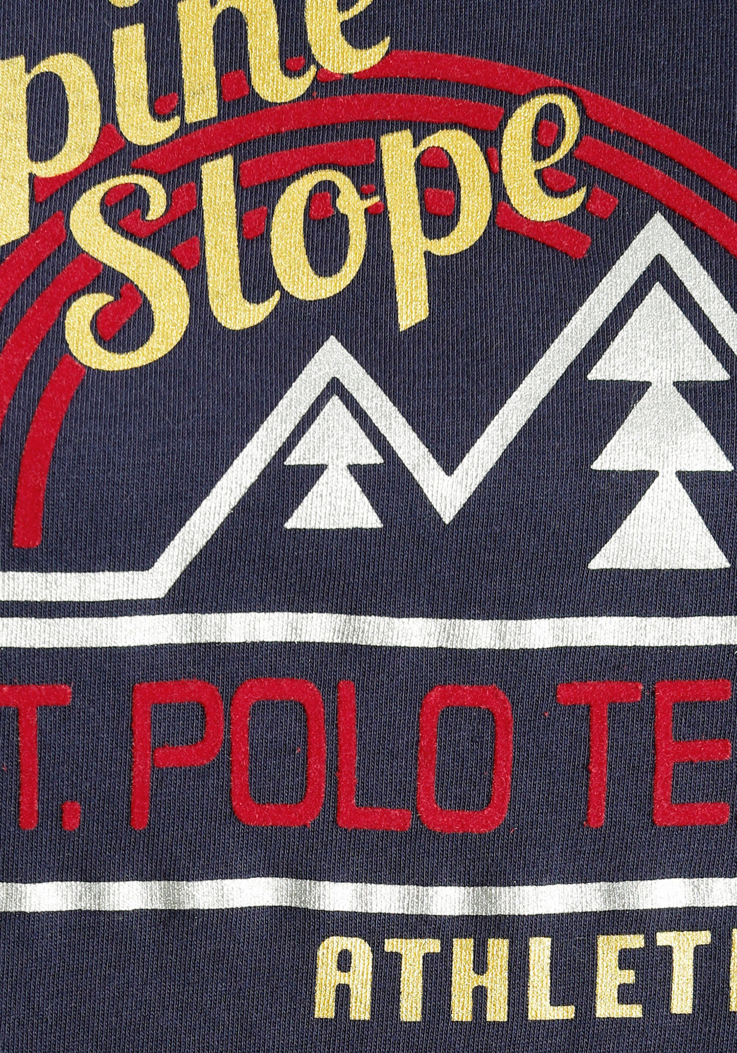 winterlichen Team Alpine-Desing im Polo T-Shirt mit TOM TAILOR Frontdruck