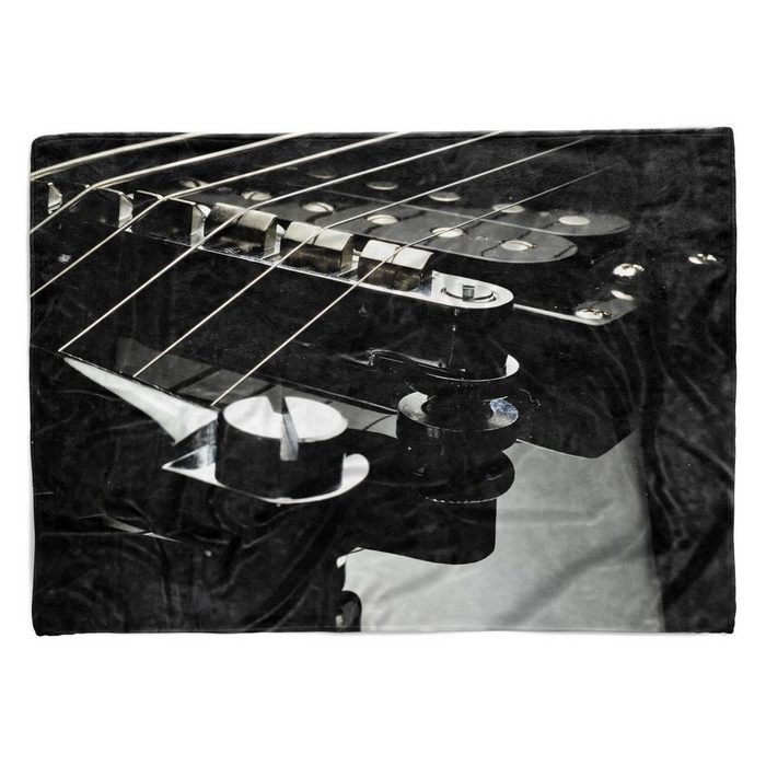 Sinus Art Handtücher Handtuch Strandhandtuch Saunatuch Kuscheldecke mit Fotomotiv Gitarre Schwarz Gi Baumwolle-Polyester-Mix (1-St) Handtuch