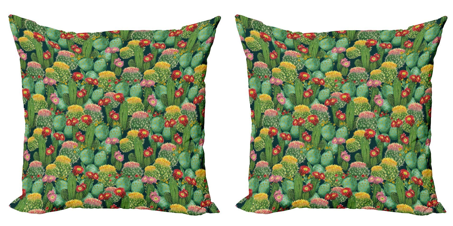 Kissenbezüge Modern Accent Doppelseitiger Digitaldruck, Abakuhaus (2 Stück), Blumen Kaktus-Blumen-Garten