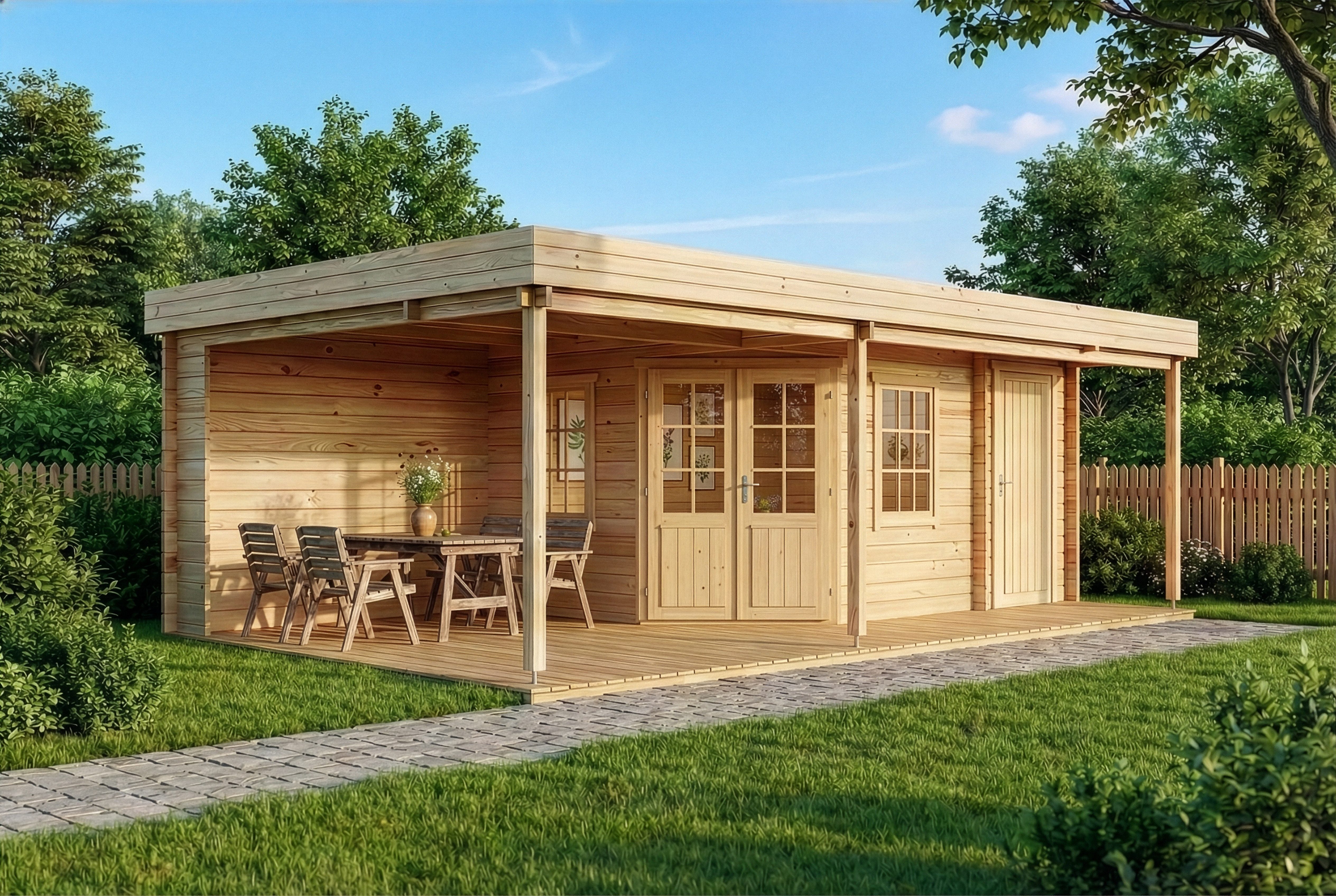 Alpholz Gartenhaus Holz Johanna Plus, BxT: 718x420 cm, in Naturbelassen mit 40mm Wandstärke