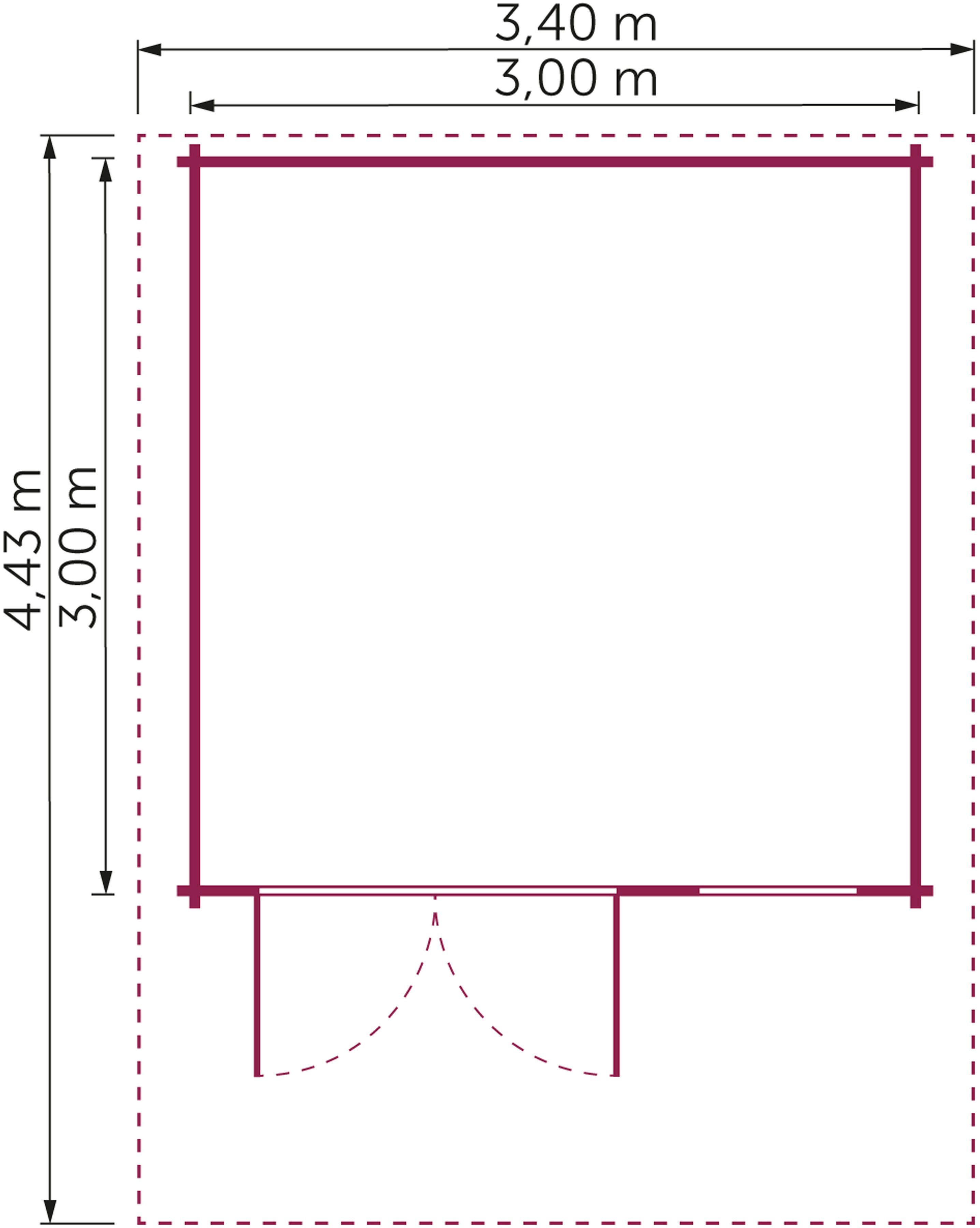BxT: 340x443 und Vordach Fußboden mit KONIFERA 2, Terrasse, (Set), Kallenberg cm, Gartenhaus