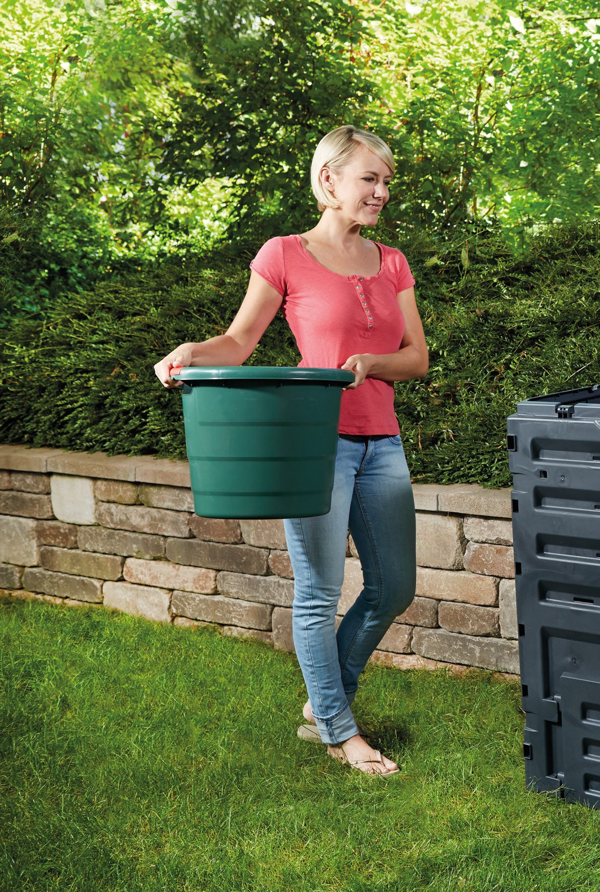 GARANTIA Mülleimer TONI Universal-Behälter rund 70 Liter grün