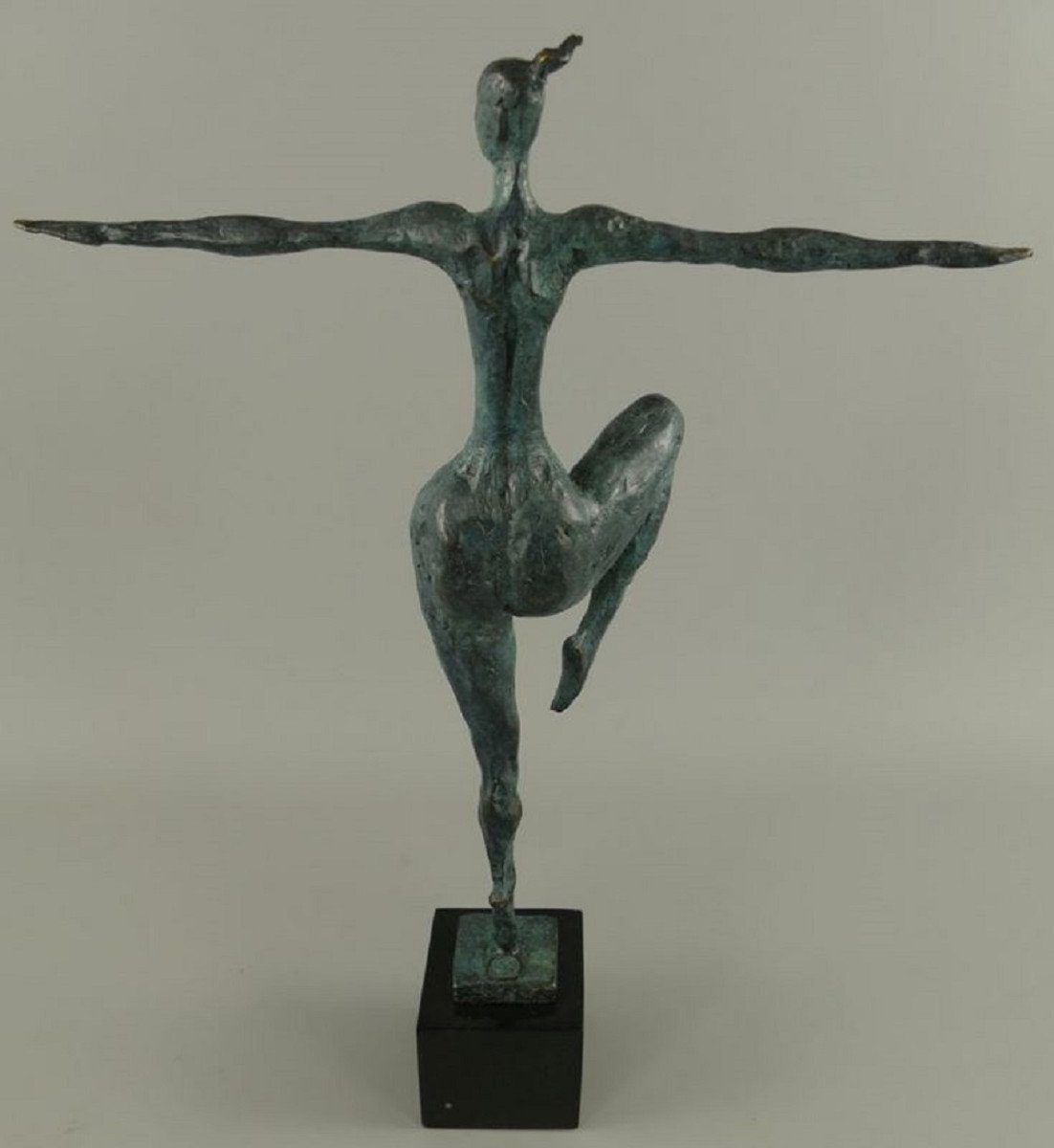 8 Tänzerin mit / Bronze x 52 Deko Accessoires H. - cm - Skulptur Marmorsockel Bronzefigur Casa x Dekofigur Padrino Luxus 36 Schwarz Blau