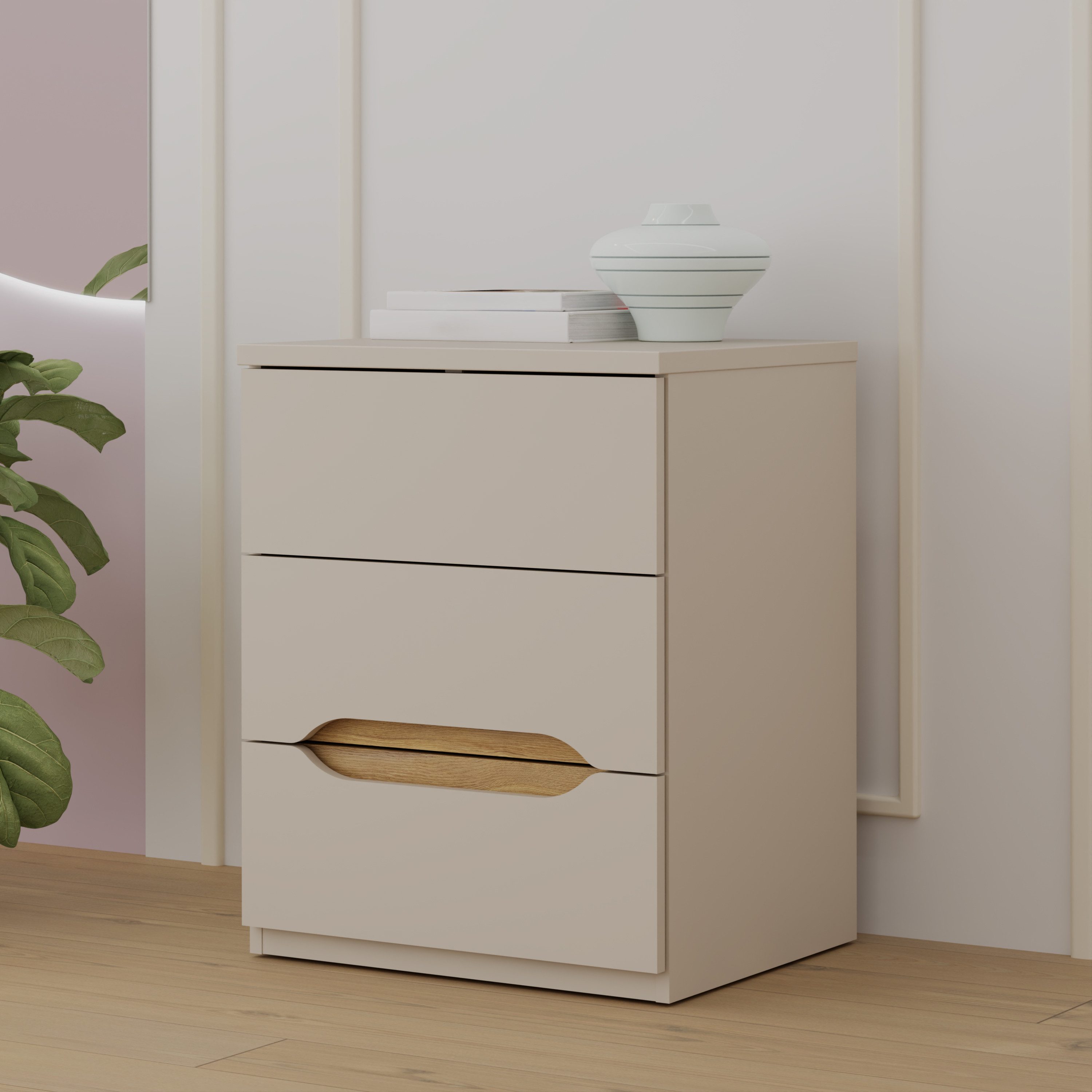 FORTE Nachtkommode, B/H/T 50,4/63,5/41,5 cm Nako passend zum Boxspringbett