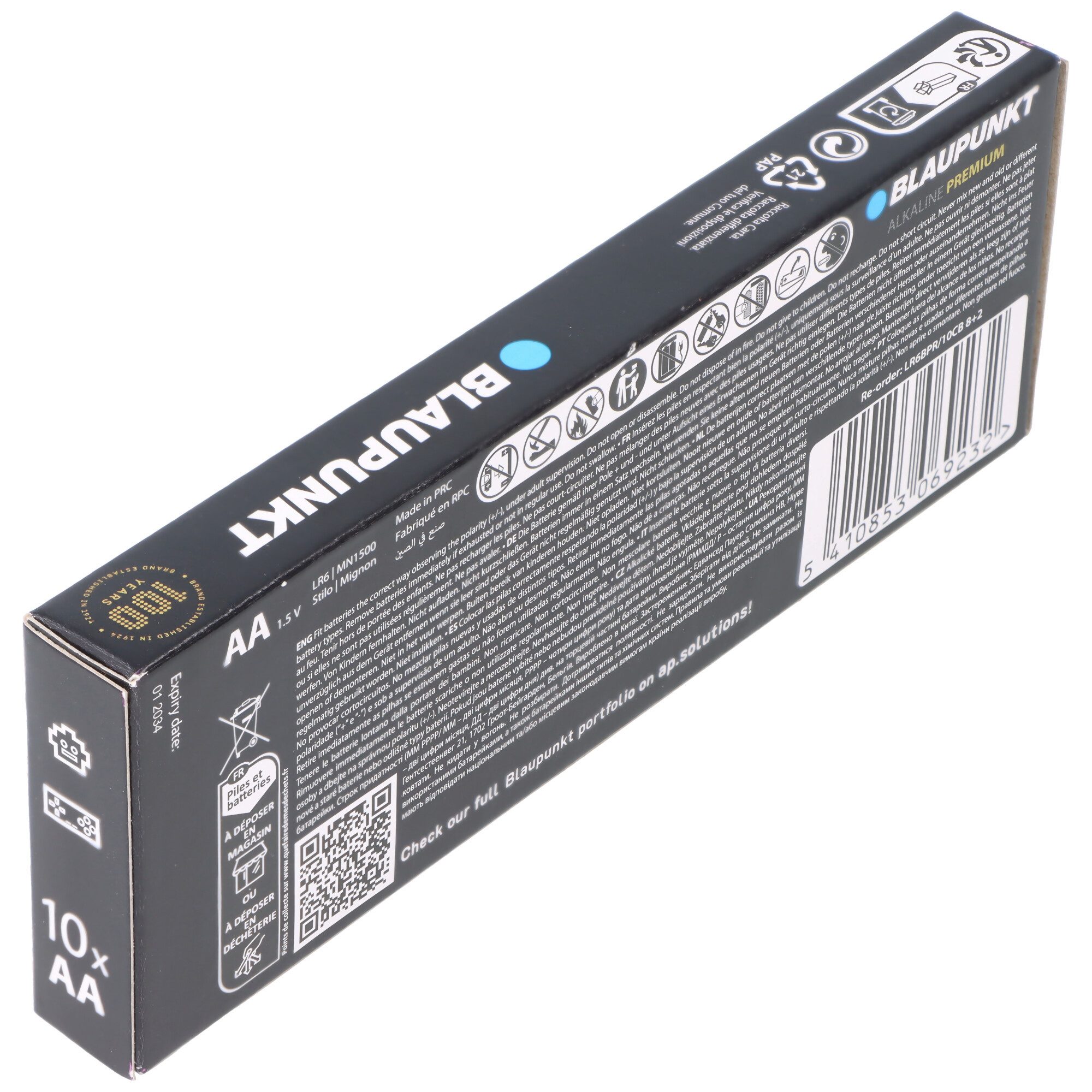Blaupunkt Blaupunkt Alkaline Premium Batterie 1,5V AA LR6 10er-Pack Batterie, (1,5 V)