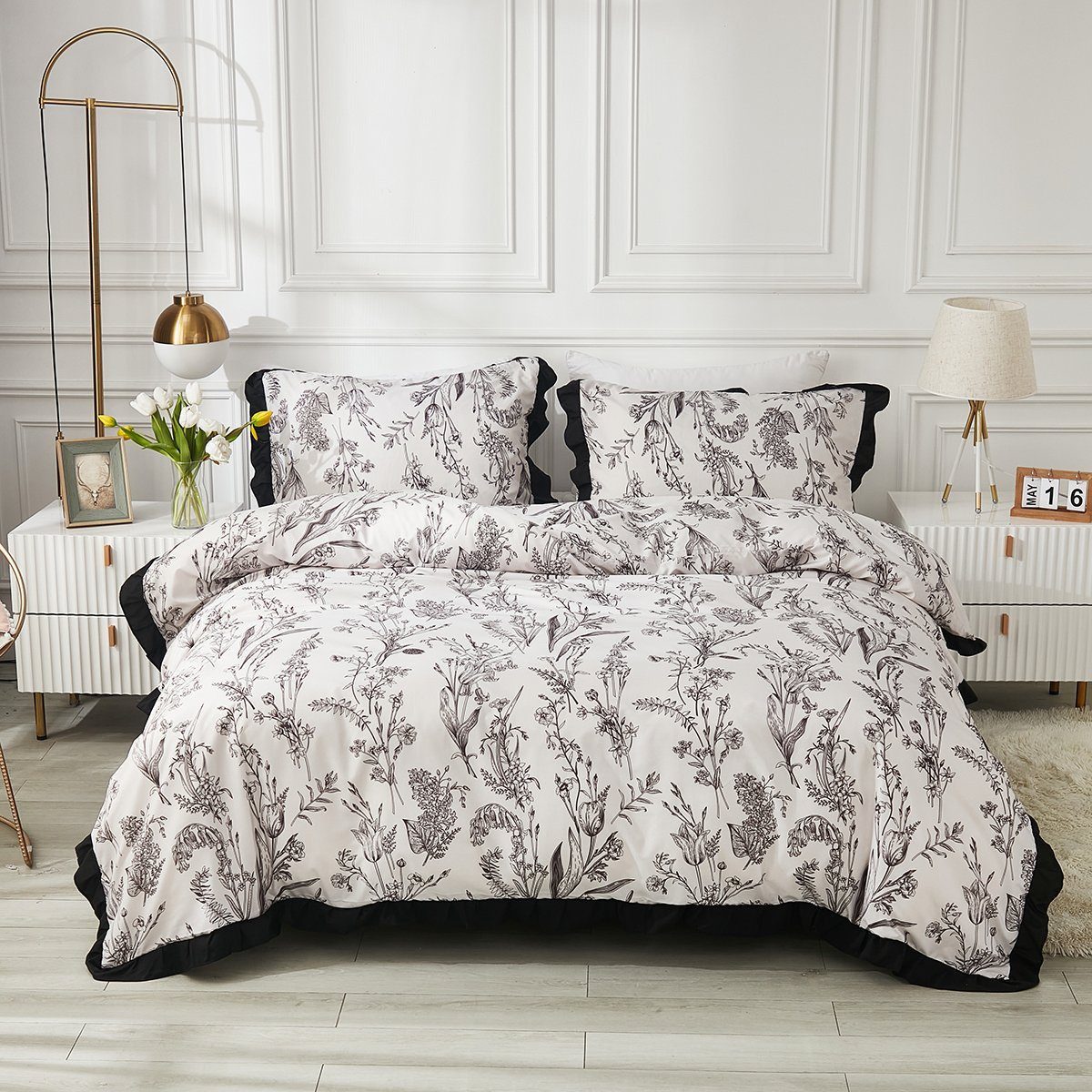 BYSURE Bettwäsche, Polyester, 3 teilig, Blumen-Bettbezug günstig online kaufen