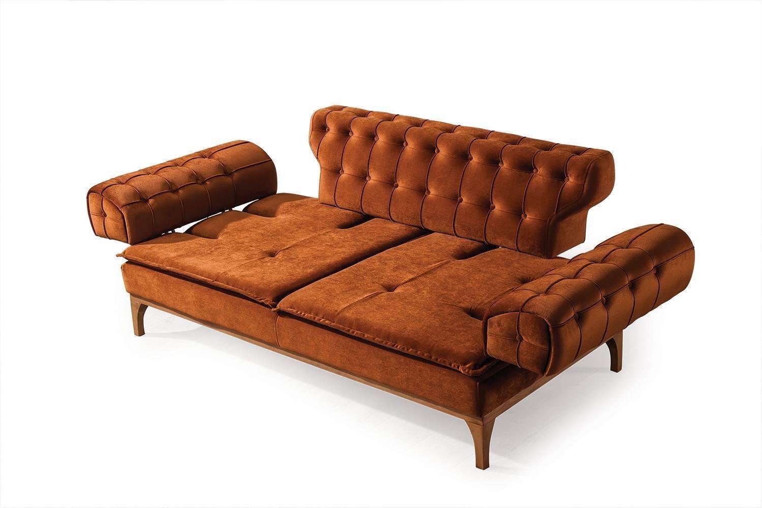 Sofa JVmoebel Dreisitzer Orange Sofagarnitur 2 Sitzer, Sessel Braun Sofas 3+1 Garnitur Sofa Teile