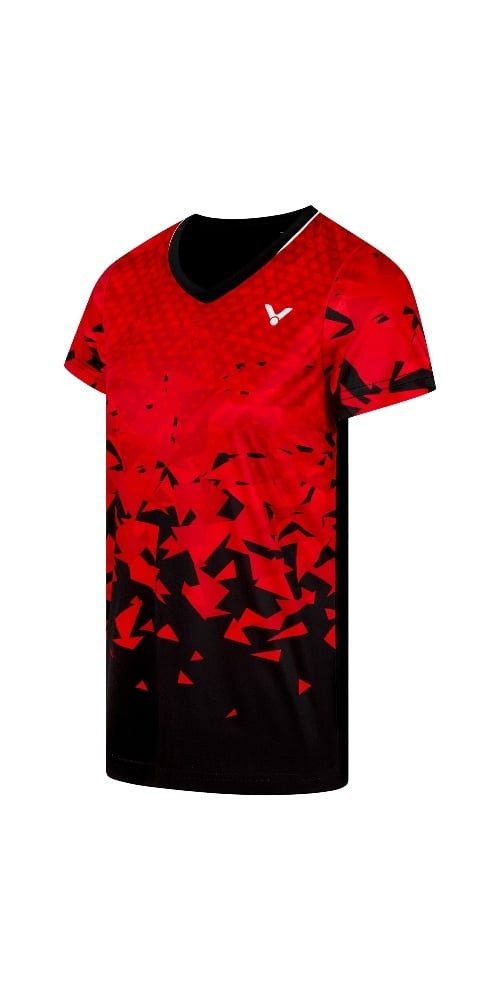 VICTOR T-Shirt Sport-Shirt T-54101 D (100% Polyester) rot/schwarz Damen