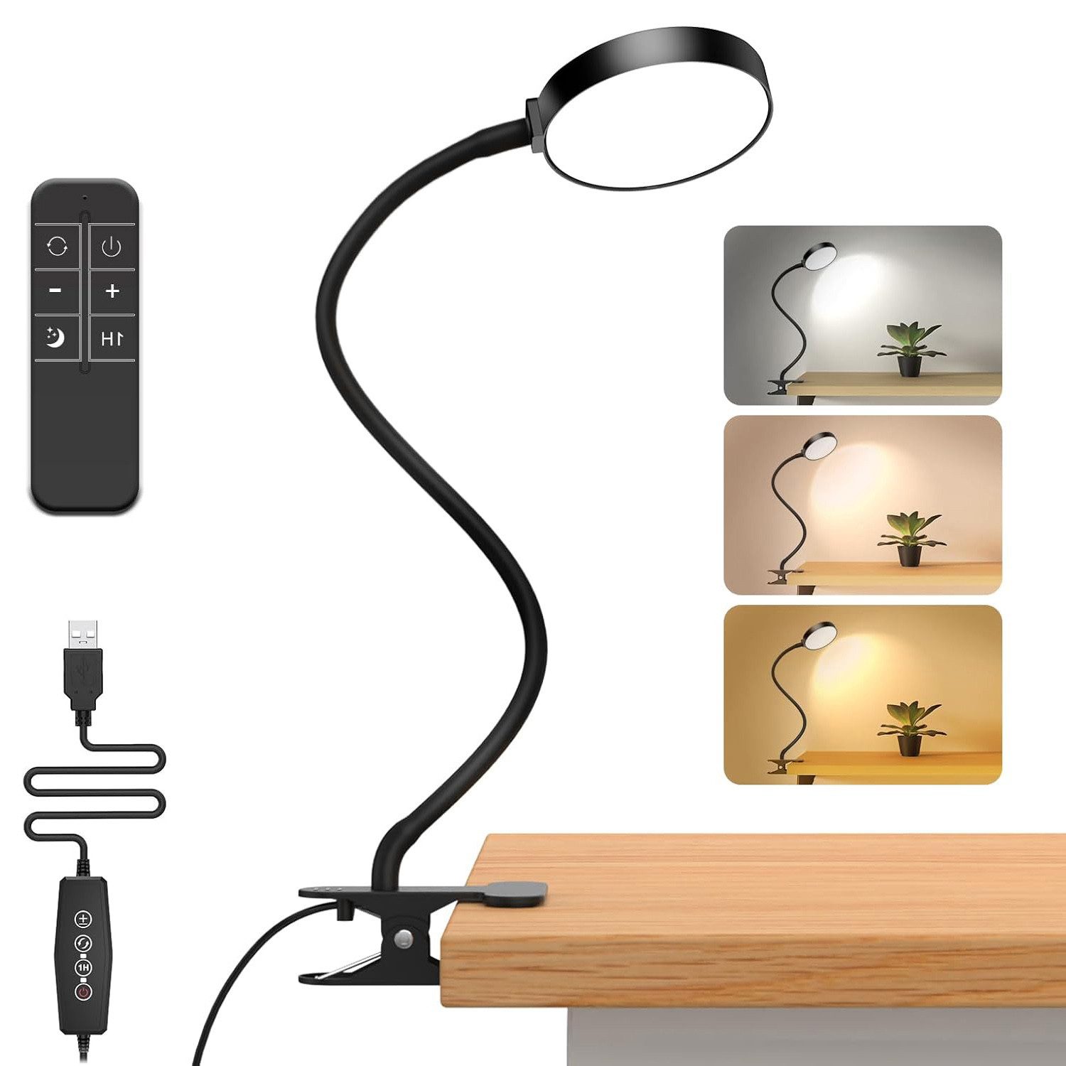Klemmleuchten LED Schreibtischlampe,3 Farbtemperatur,Clip-on-Lampe,Leselampe Klemme