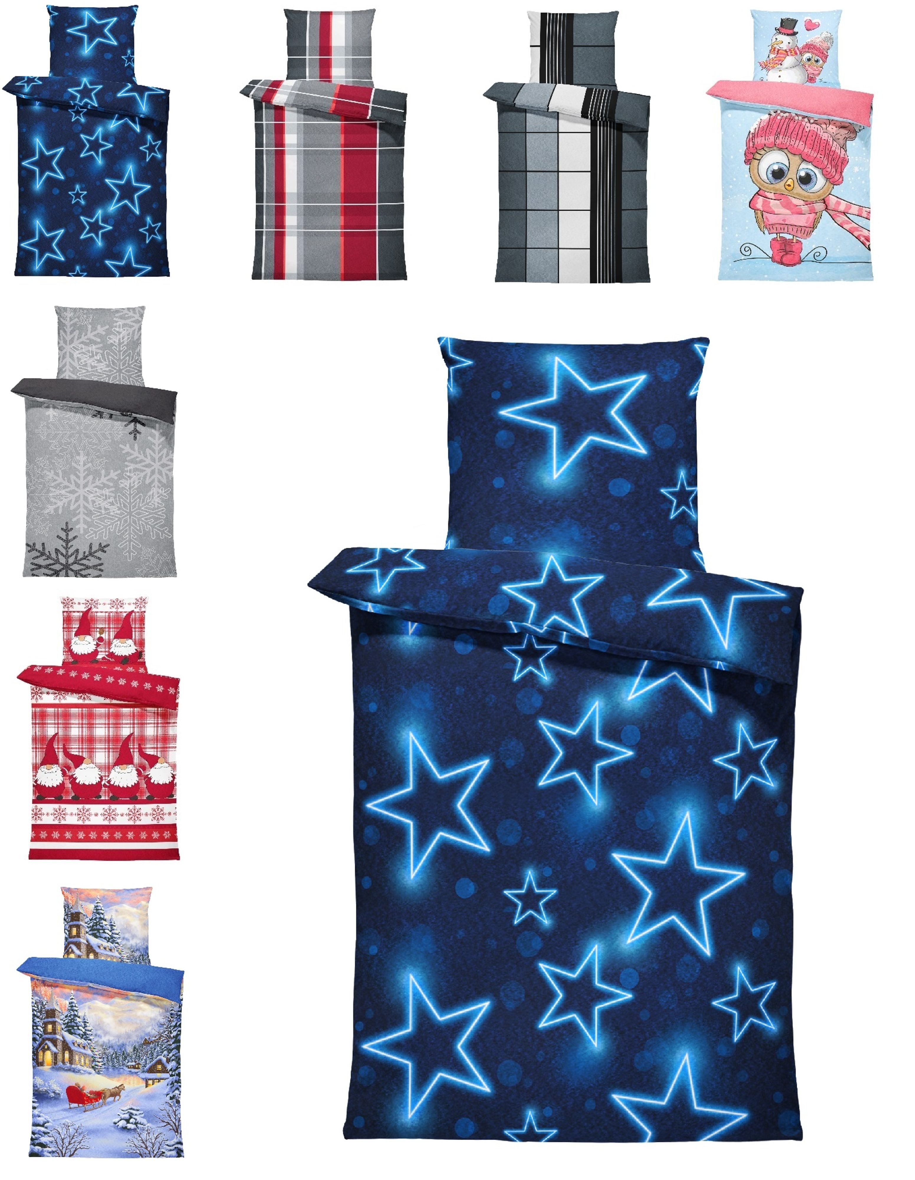 One Home Постільна білизна Winter Thermofleece, Fleece, 2 teilig, Sterne leuchtoptik, kuschelig flauschig warm weich Modern