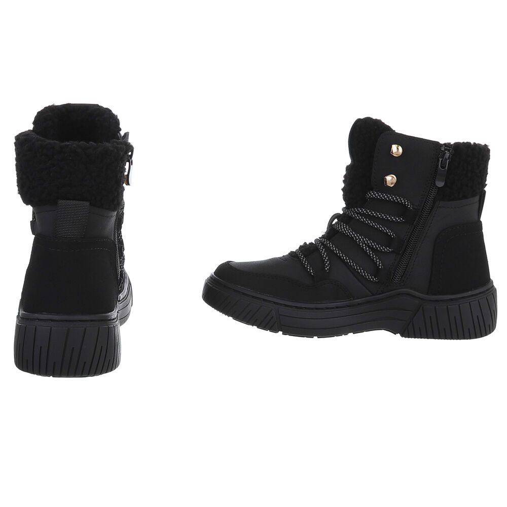 Ital-Design Modischer Halbschuh mit Schnürung und Innenfutter für Damen Stiefelette (90598800) Flach Plateaustiefeletten in Schwarz – Bild 5 von 5