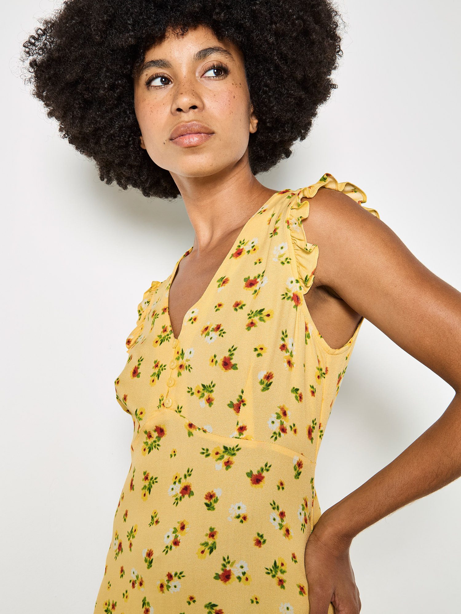 Apricot Minikleid Vintage Mini-Kleid Druck