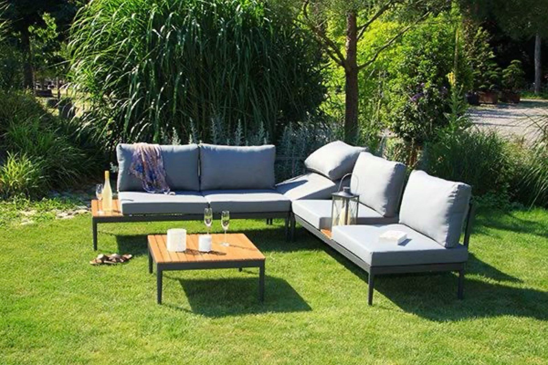 acamp Gartenlounge-Set 4-teilige Sitzgruppe Paros mit Tisch & Eckteil, (Gartenmöbel Set), Gartensofa, Möbelset, Lounge-Set mit Couchtisch