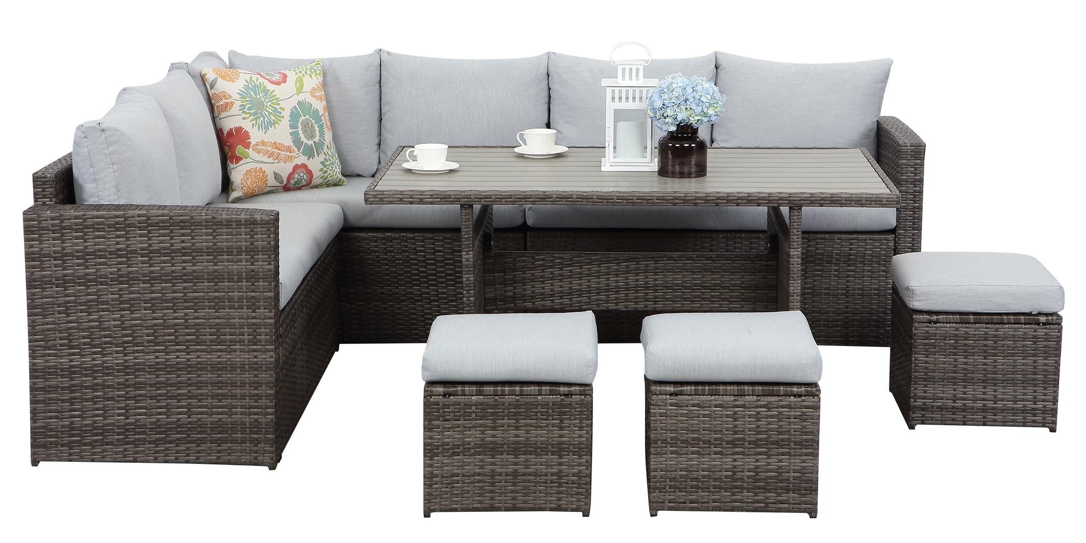 MeXo Gartenlounge-Set Lounge Gartenmöbelset für 8-10 Personen, (Rattan Gart günstig online kaufen